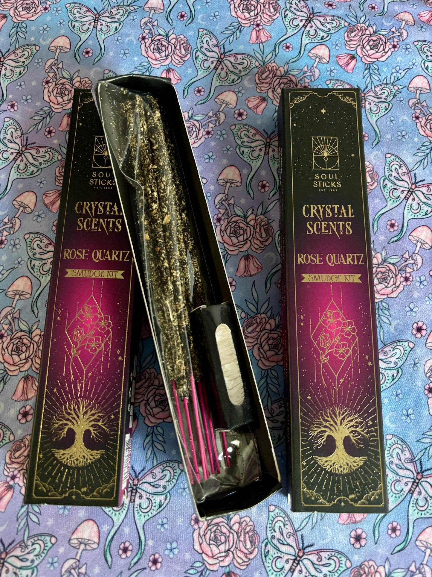 Rose Quartz, Housewarming Witchcraft Crystal Smudge Kit, Cleansing Kit For Wiccans, Ritual Supplies, Perfect For Pagans, For Beginners, Kit