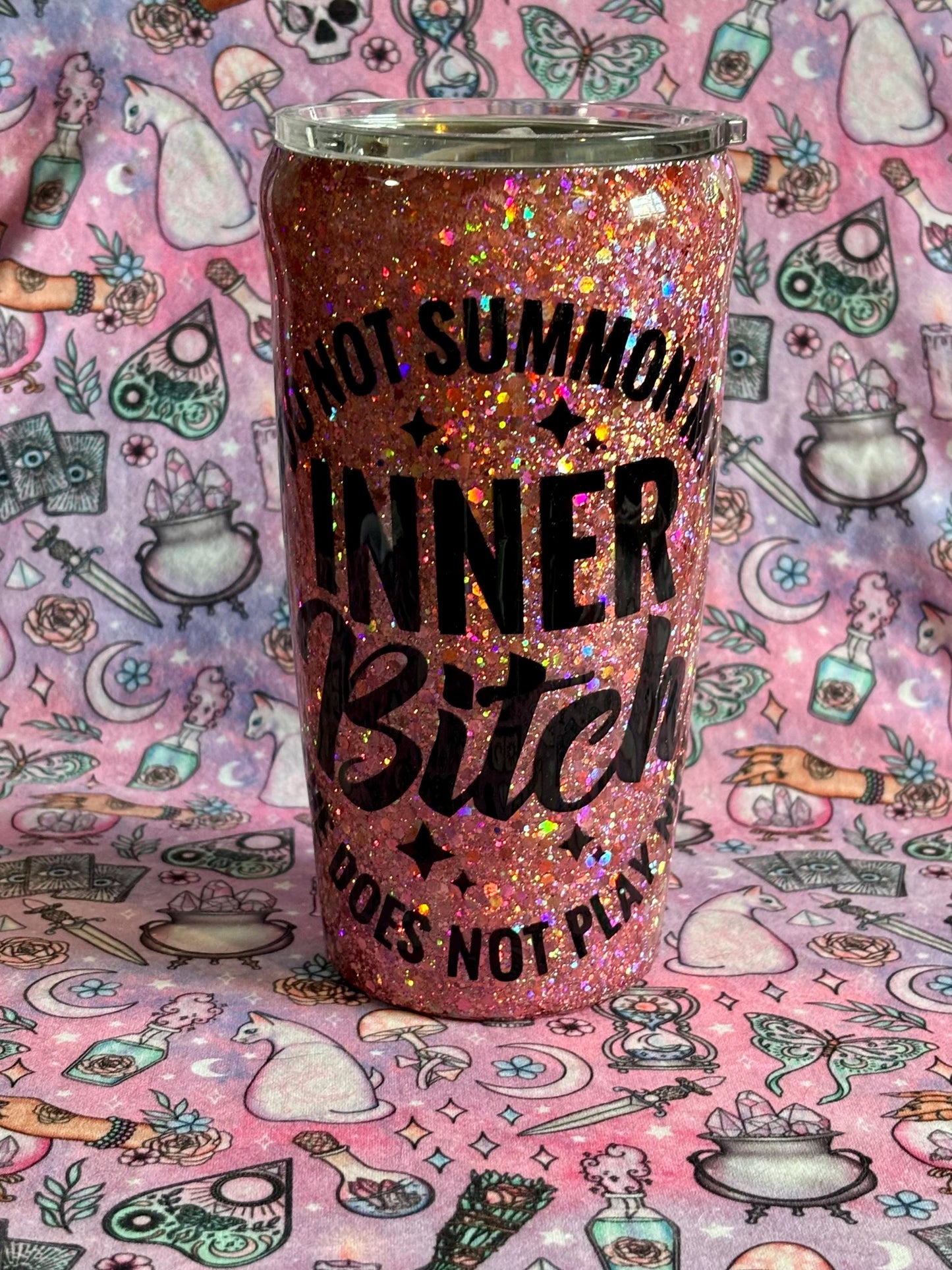 Do Not Summon My Inner Demon~ Glitter Epoxy Tumbler ~ Epoxy Tumbler ~ 20 oz. Tumbler ~ Custom Tumblers ~ Gifts~ Teacher Gift ~ Bridal Gifts