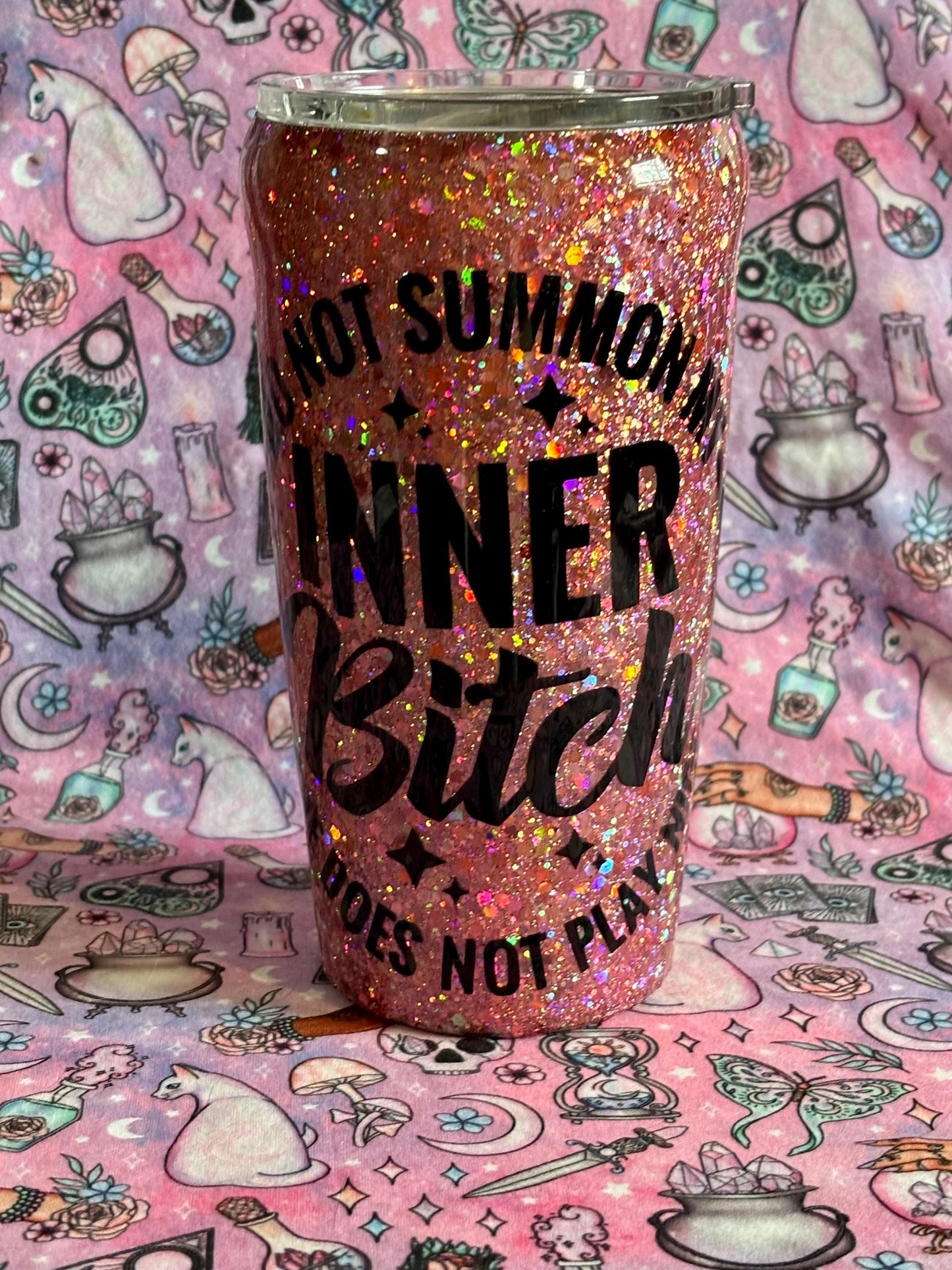Do Not Summon My Inner Demon~ Glitter Epoxy Tumbler ~ Epoxy Tumbler ~ 20 oz. Tumbler ~ Custom Tumblers ~ Gifts~ Teacher Gift ~ Bridal Gifts
