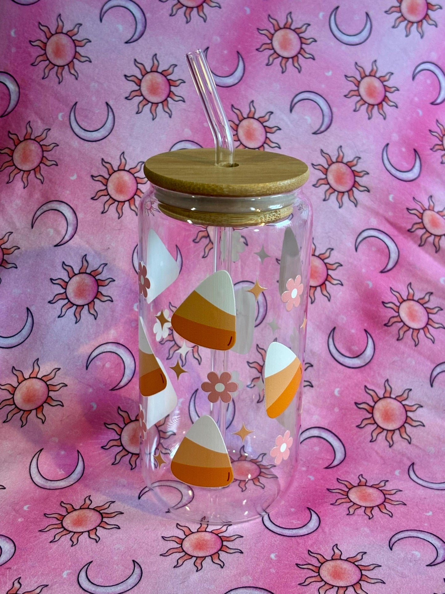 Iced Coffee Glass ~ Coffee Glass ~ Gift For Mother's Day ~ Gift For Father's Day ~ Christmas Gift ~ Candy Corn ~ Bridal Gift ~ Halloween