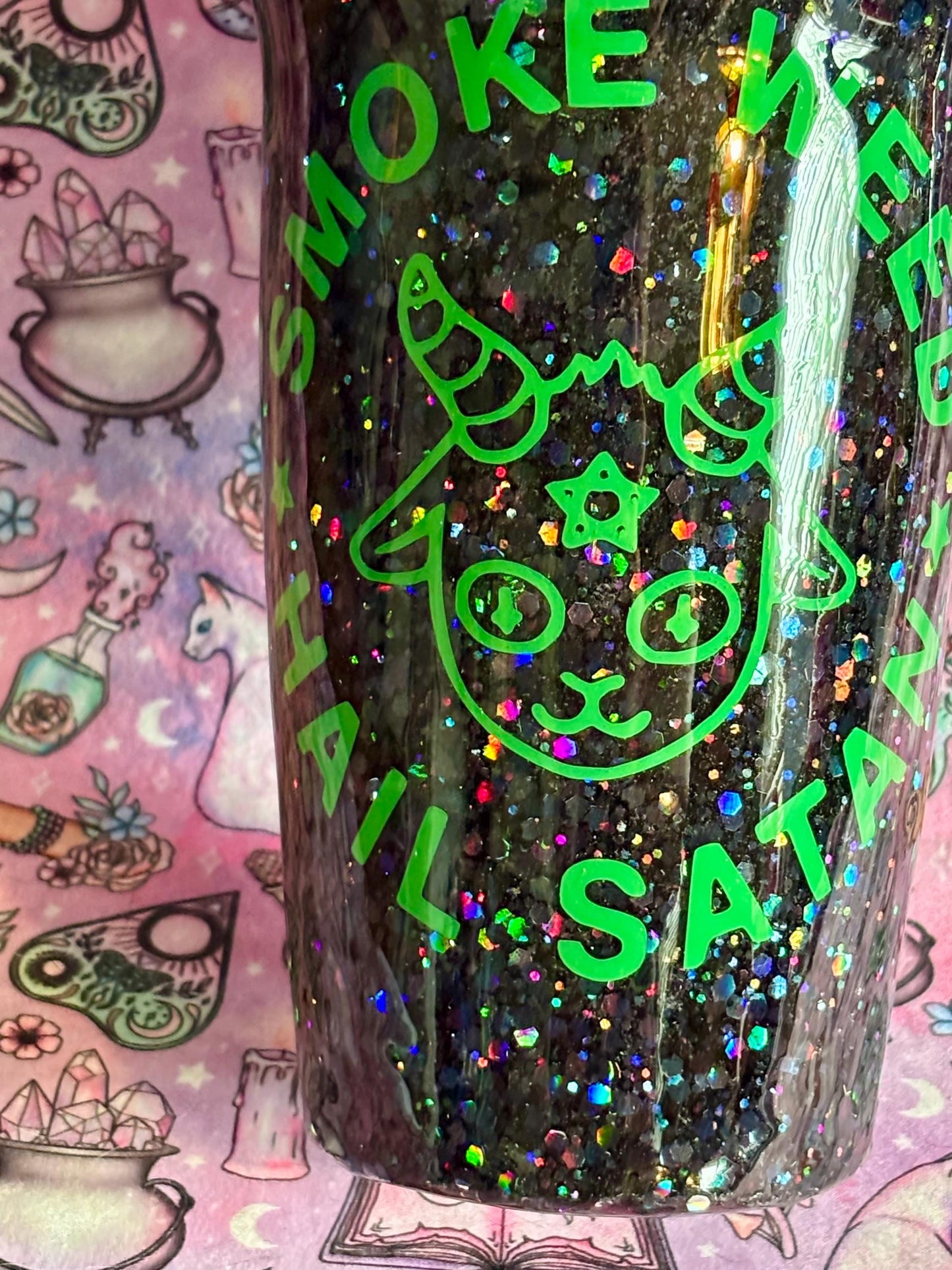 Smoke Herb Hail Satan ~ Glitter Epoxy Tumbler ~ Epoxy Tumbler ~ 20 oz. Tumbler ~ Custom Tumblers ~ Gifts~ Satanist Gift ~ Dark Gifts