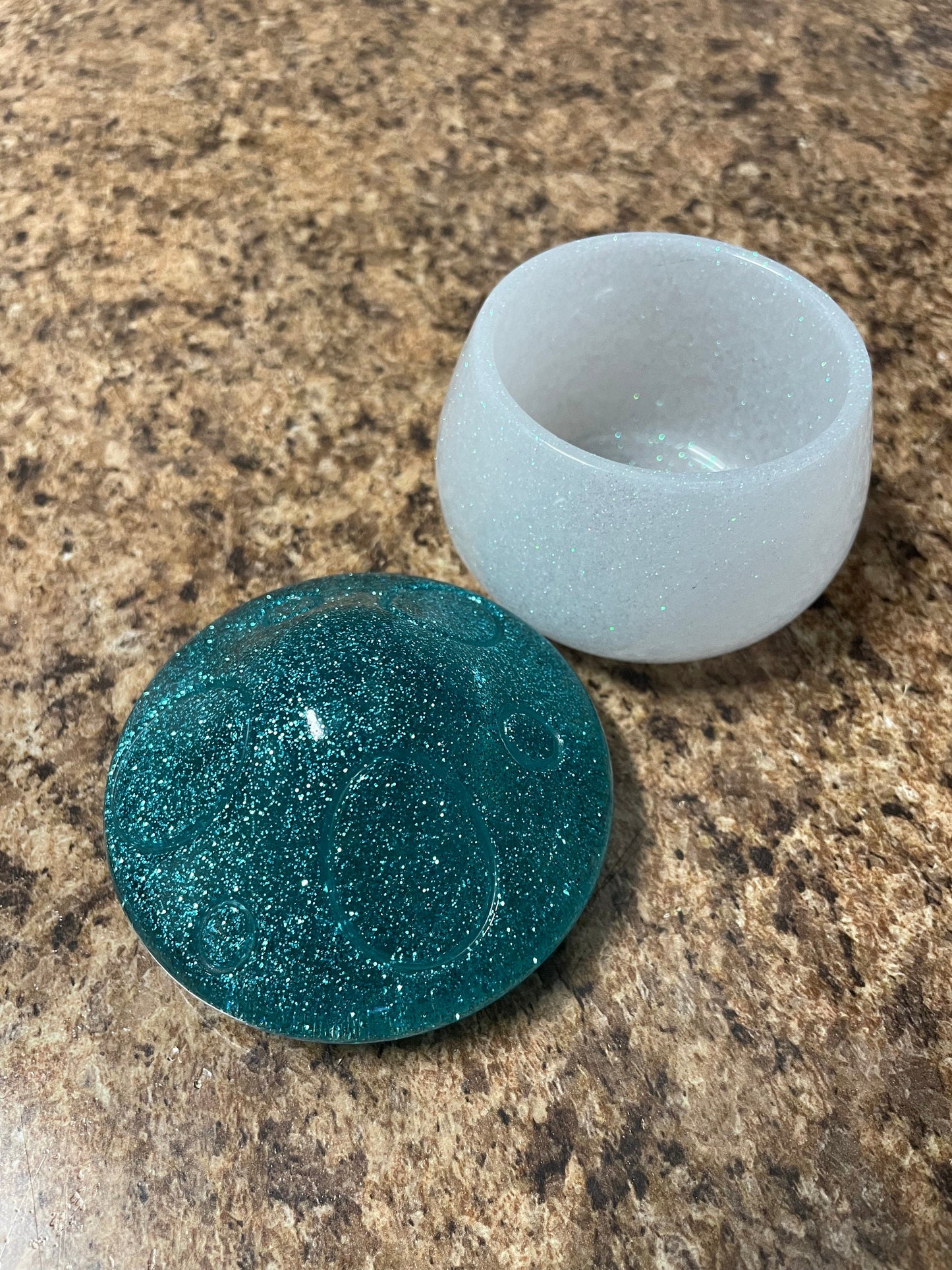 Handmade Glitter Mushroom Trinket Box ~ Jewelry Box ~ Household Decor
