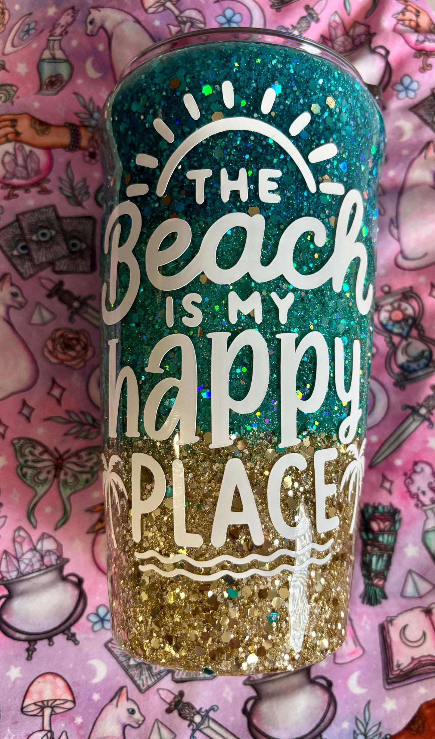The Beach is my Happy Place ~ Glitter Epoxy Tumbler ~ Epoxy Tumbler ~ 20 oz. Tumbler ~ Custom Tumblers ~ Gifts~ Teacher Gift ~ Bridal Gifts