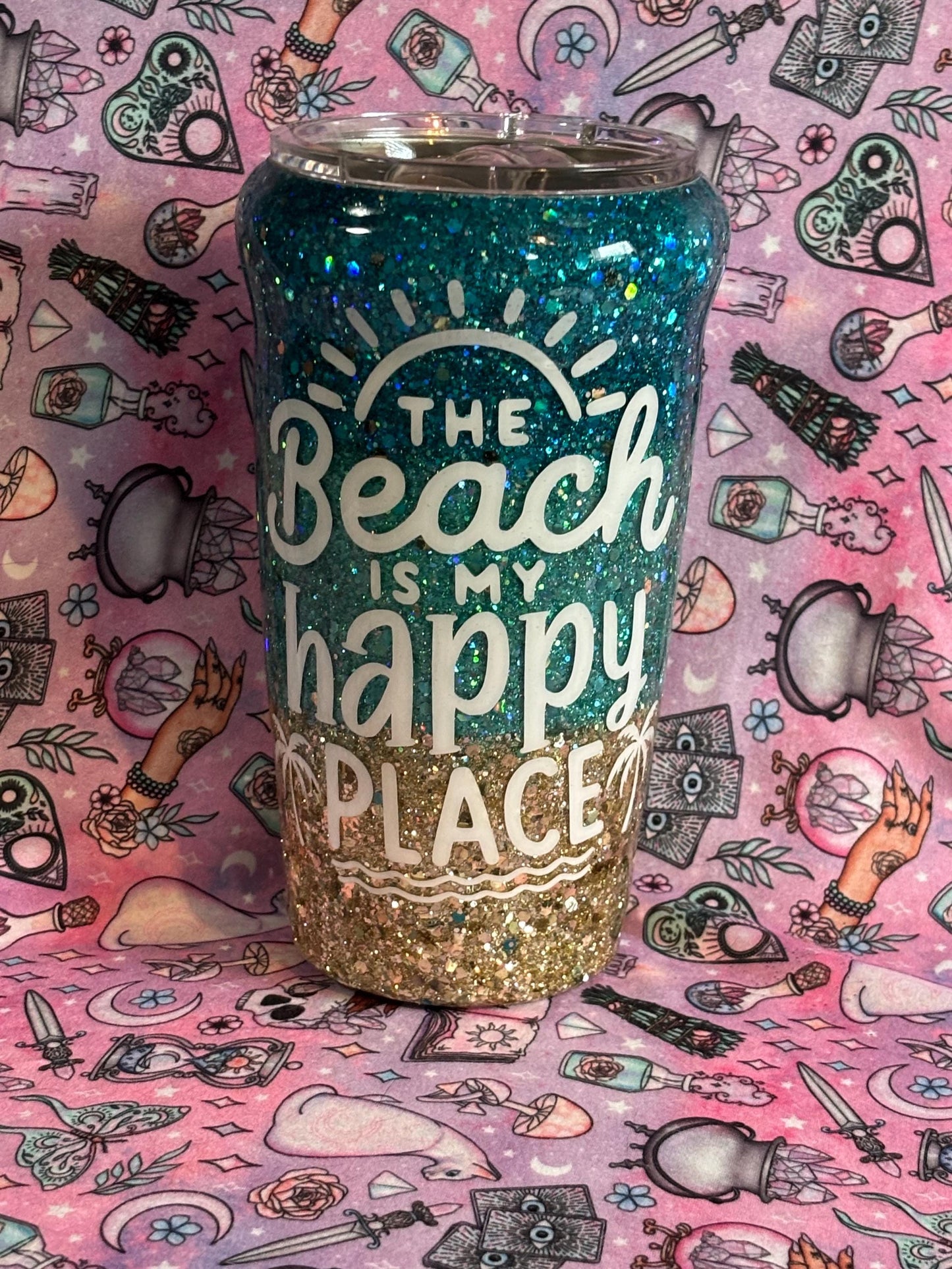 The Beach is my Happy Place ~ Glitter Epoxy Tumbler ~ Epoxy Tumbler ~ 20 oz. Tumbler ~ Custom Tumblers ~ Gifts~ Teacher Gift ~ Bridal Gifts