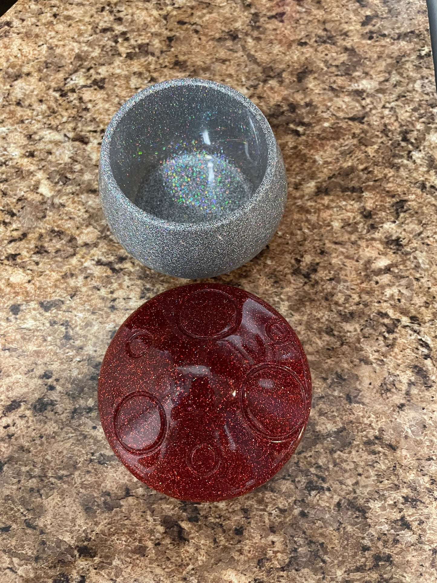 Handmade Glitter Mushroom Trinket Box ~ Jewelry Box ~ Household Decor