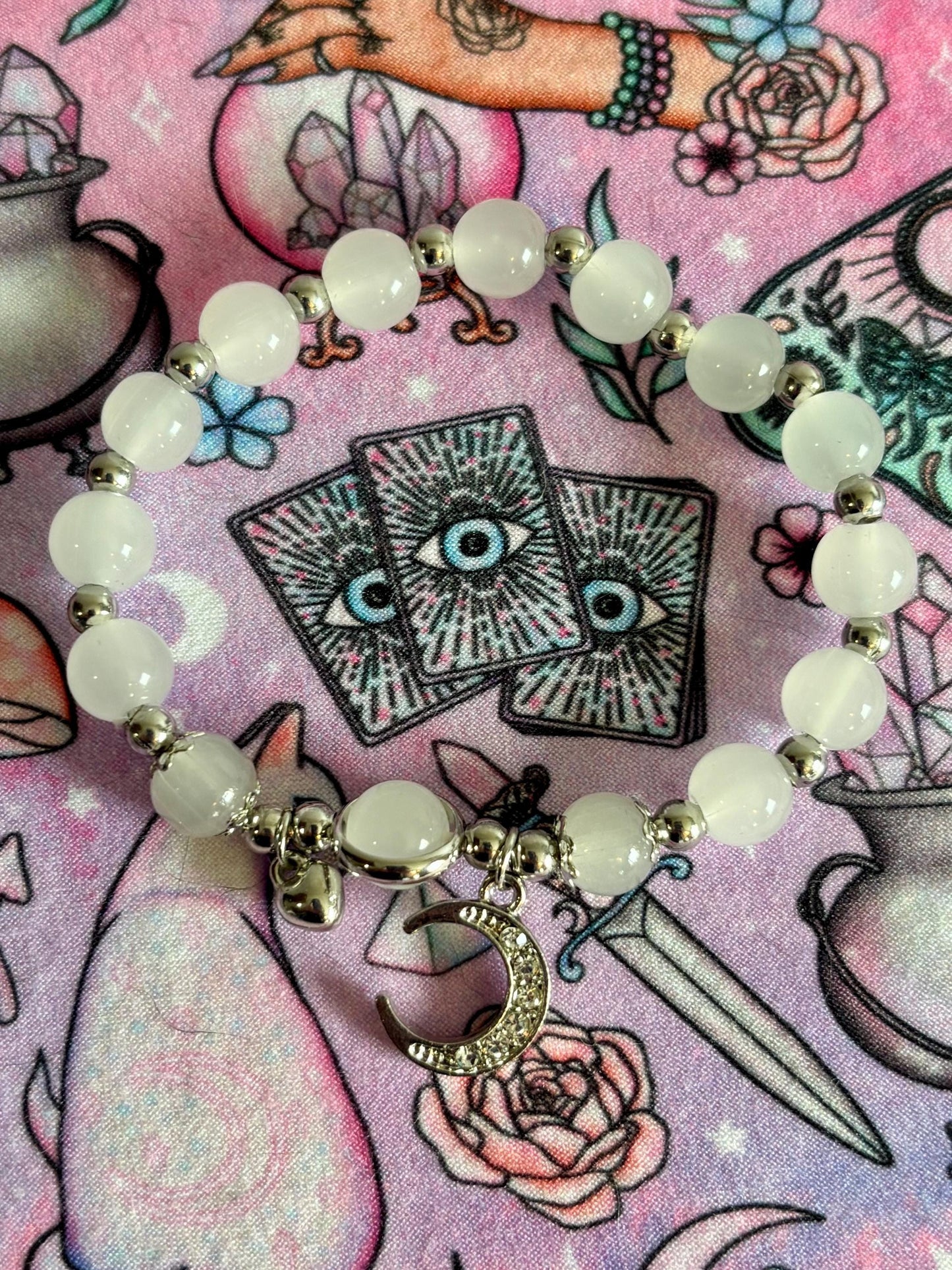 Fashion Beaded Bracelet, Stretch Bracelet, Crystals Bracelet, Charmed Bracelet, Boho Jewelry, Gift for Her