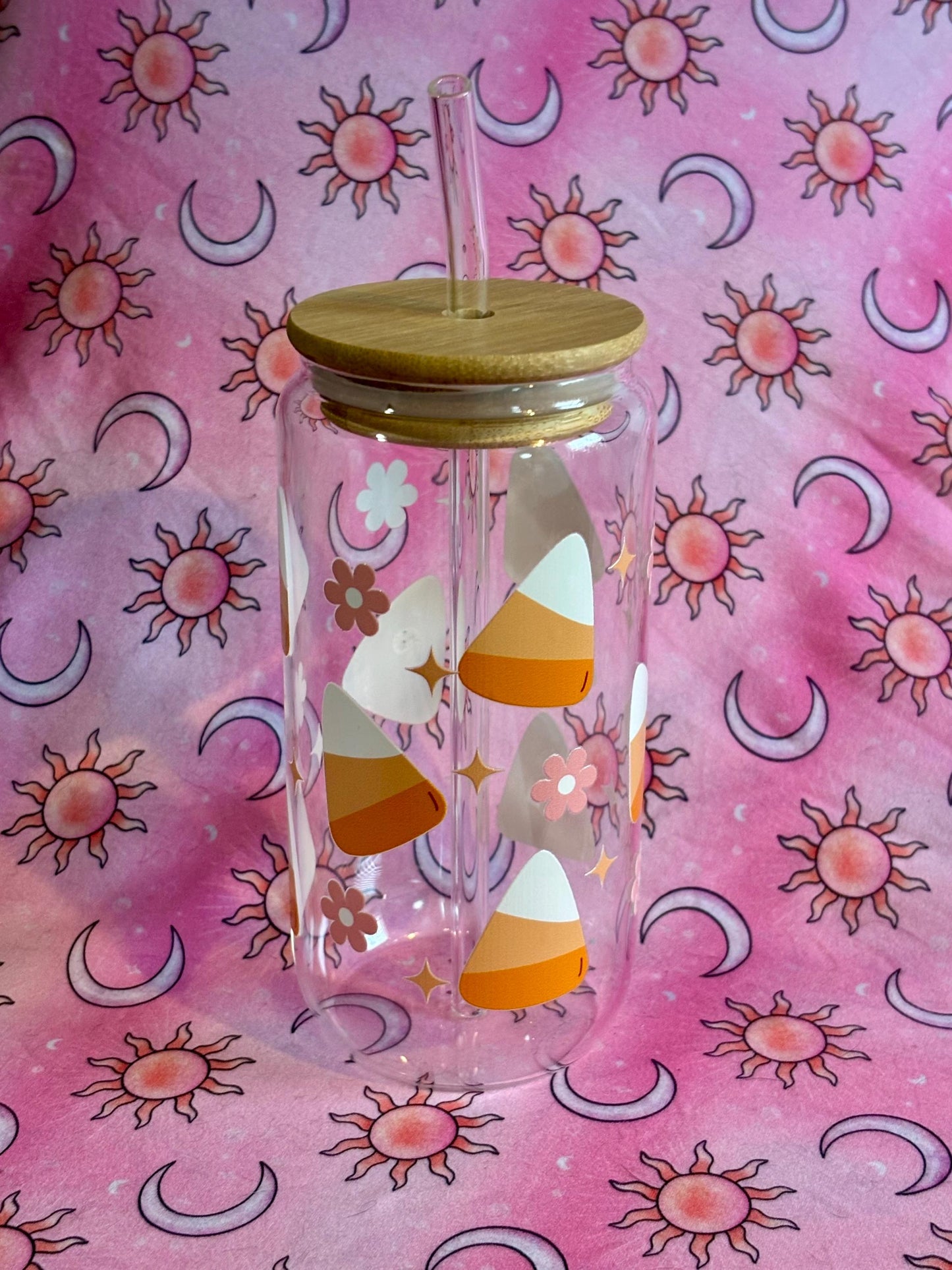 Iced Coffee Glass ~ Coffee Glass ~ Gift For Mother's Day ~ Gift For Father's Day ~ Christmas Gift ~ Candy Corn ~ Bridal Gift ~ Halloween
