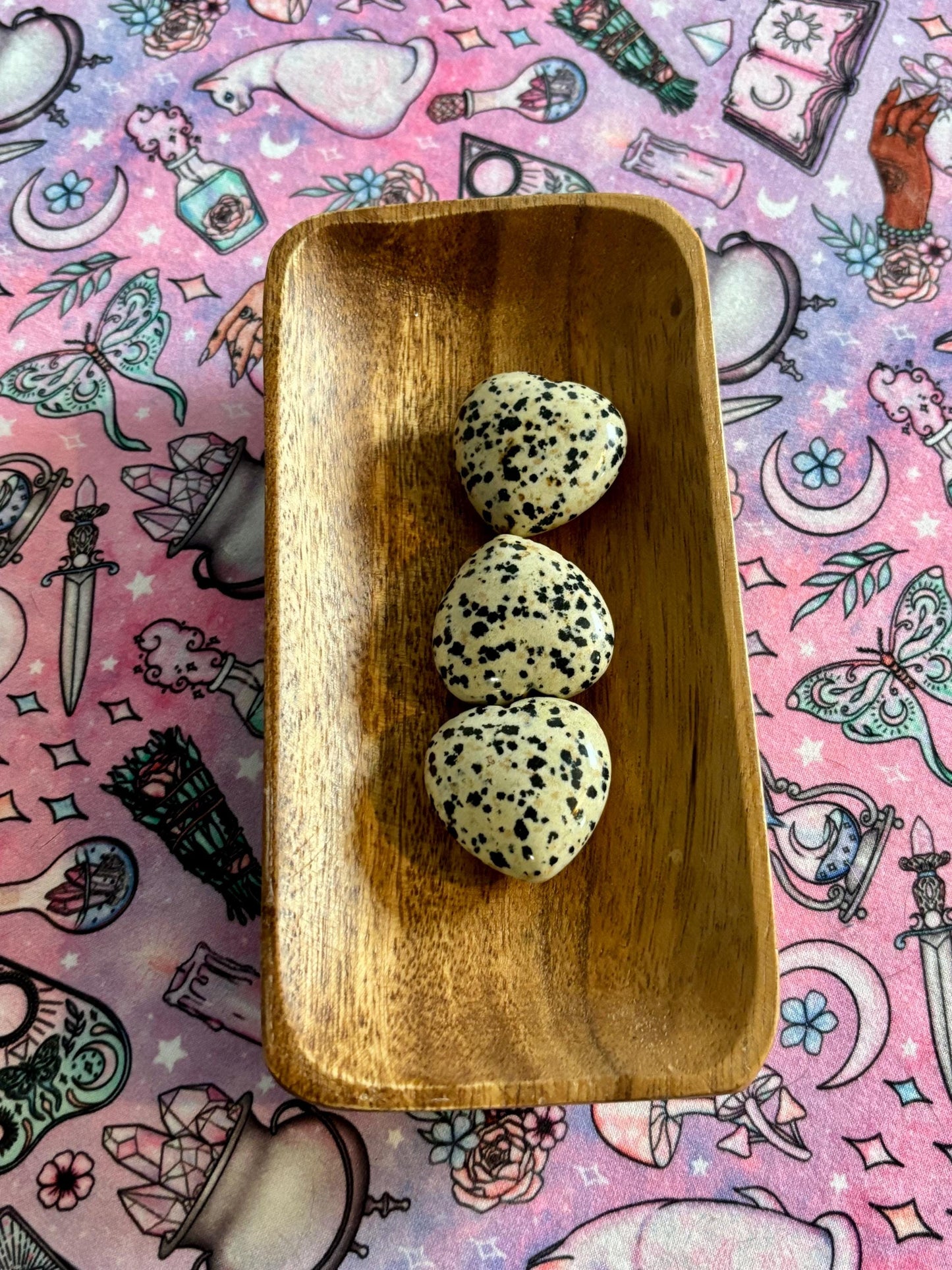 Dalmation jasper Heart Palm Stone* Crystals * Witchcraft * Wiccan * Pagan * Altar Decoration * Spiritual Gift * Witch