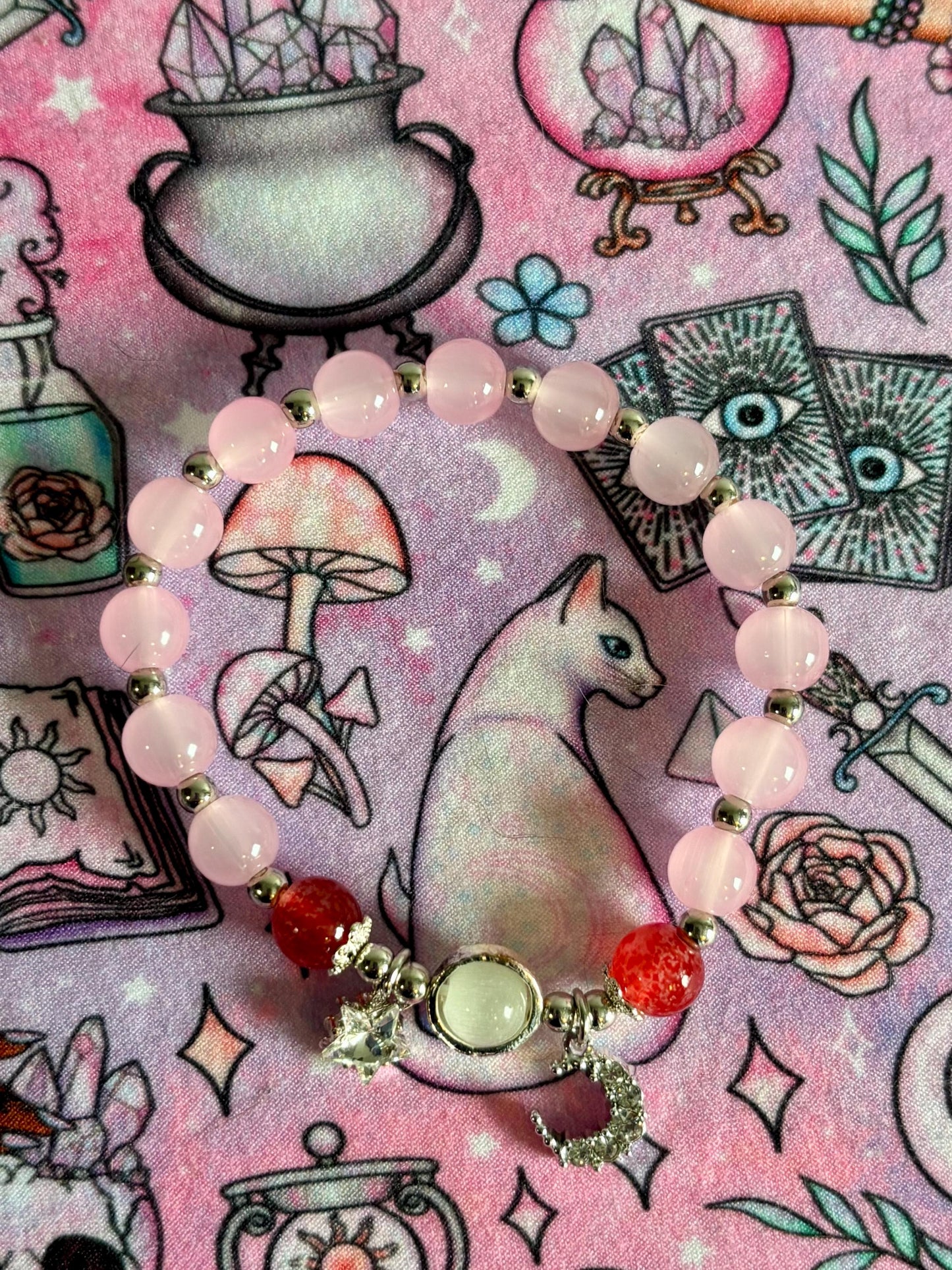 Fashion Beaded Bracelet, Stretch Bracelet, Crystals Bracelet, Charmed Bracelet, Boho Jewelry, Gift for Her