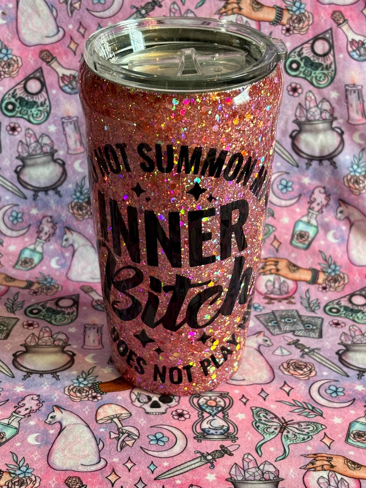 Do Not Summon My Inner Demon~ Glitter Epoxy Tumbler ~ Epoxy Tumbler ~ 20 oz. Tumbler ~ Custom Tumblers ~ Gifts~ Teacher Gift ~ Bridal Gifts