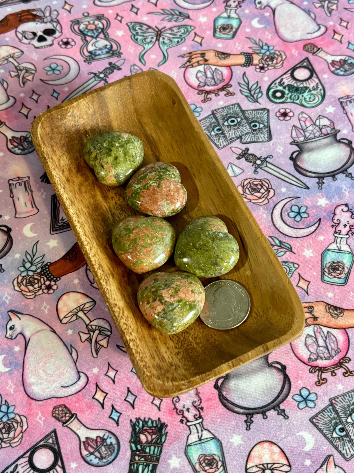 Unakite Heart Palm Stone* Crystals * Witchcraft * Wiccan * Pagan * Altar Decoration * Spiritual Gift * Witch