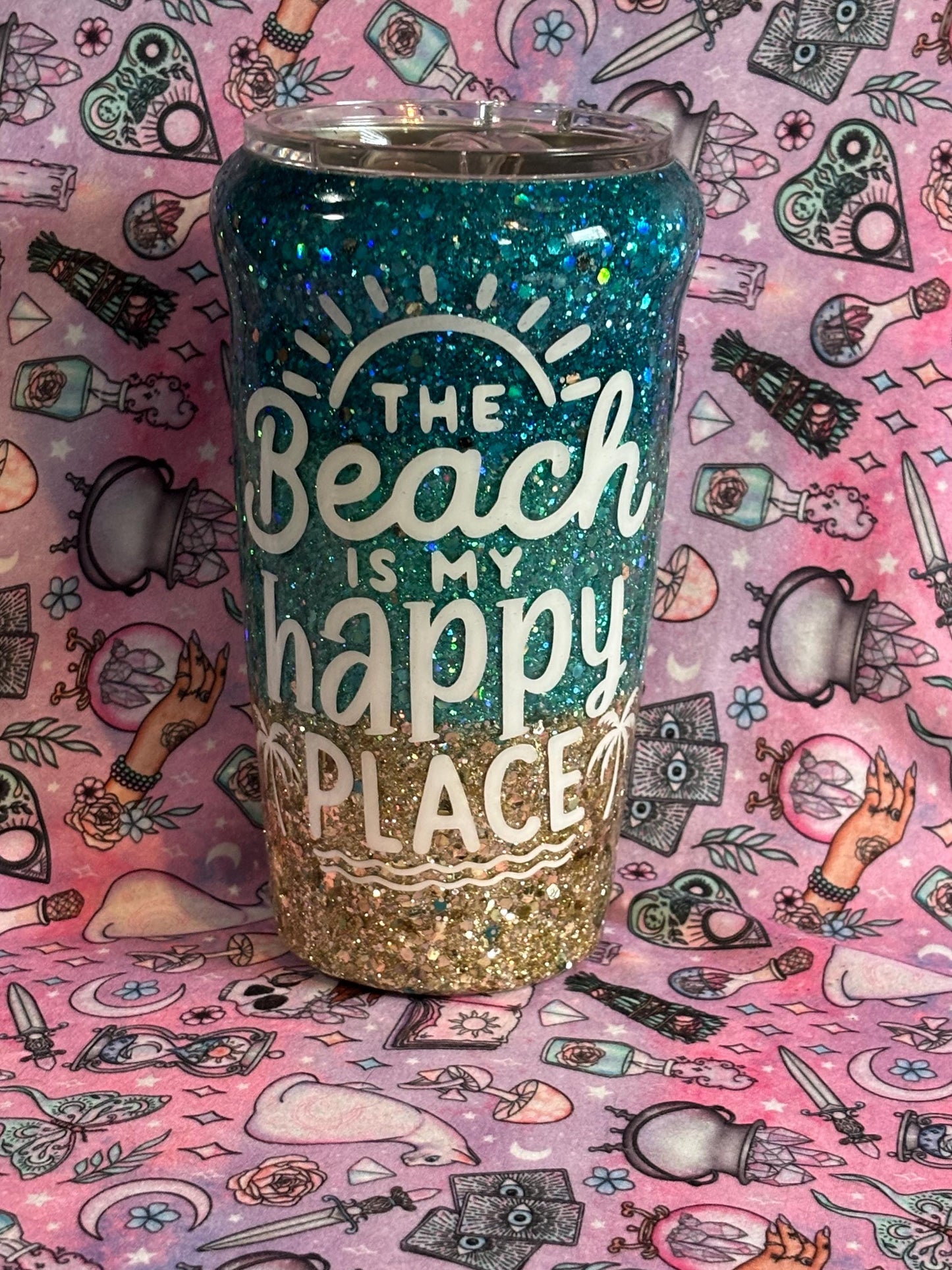 The Beach is my Happy Place ~ Glitter Epoxy Tumbler ~ Epoxy Tumbler ~ 20 oz. Tumbler ~ Custom Tumblers ~ Gifts~ Teacher Gift ~ Bridal Gifts