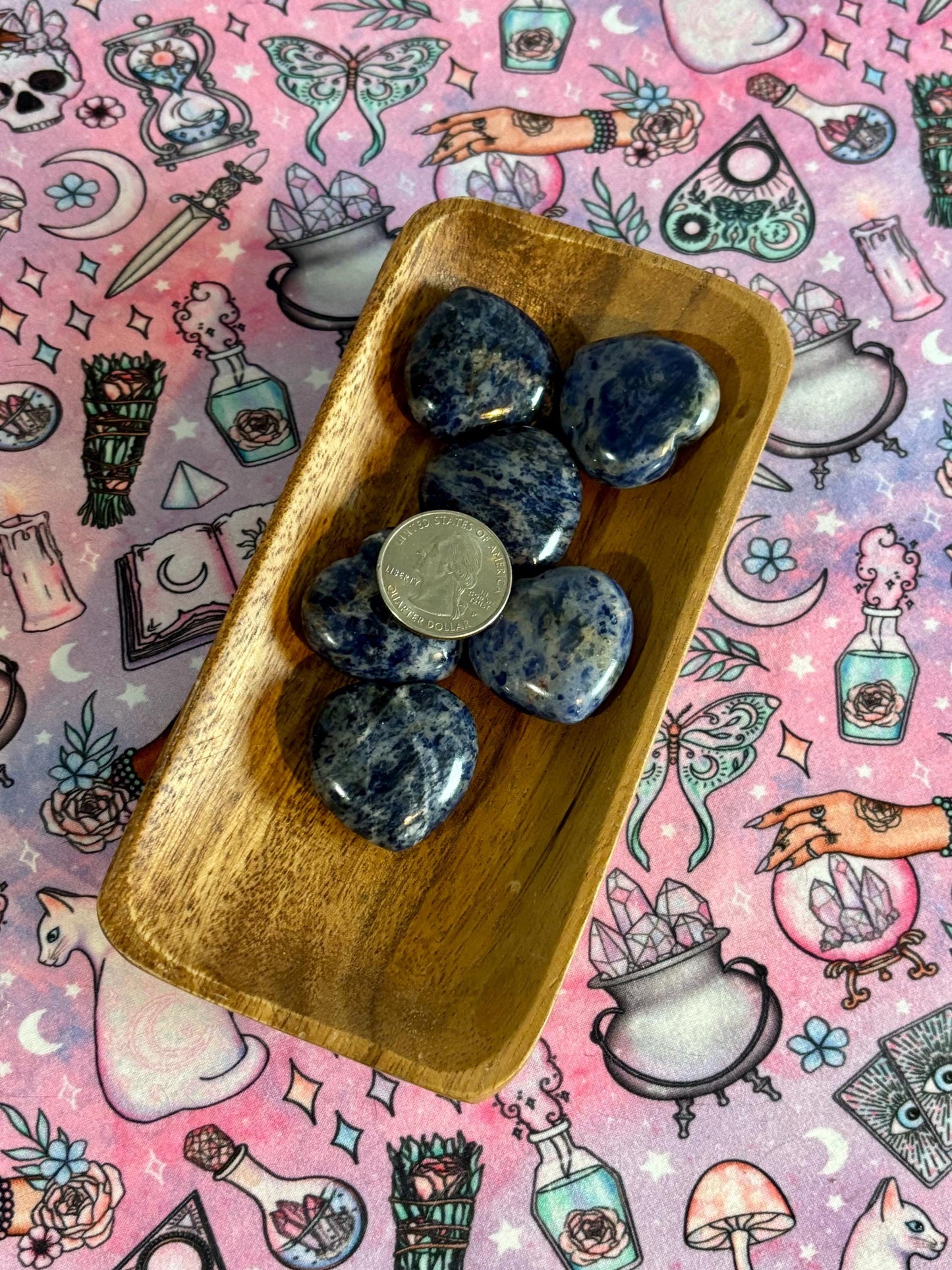 Sodalite Heart Crystals * Sodalite * Tumbled Stones * Crystals * Witchcraft * Tumbled Crystals * Wiccan * Pagan * Witch
