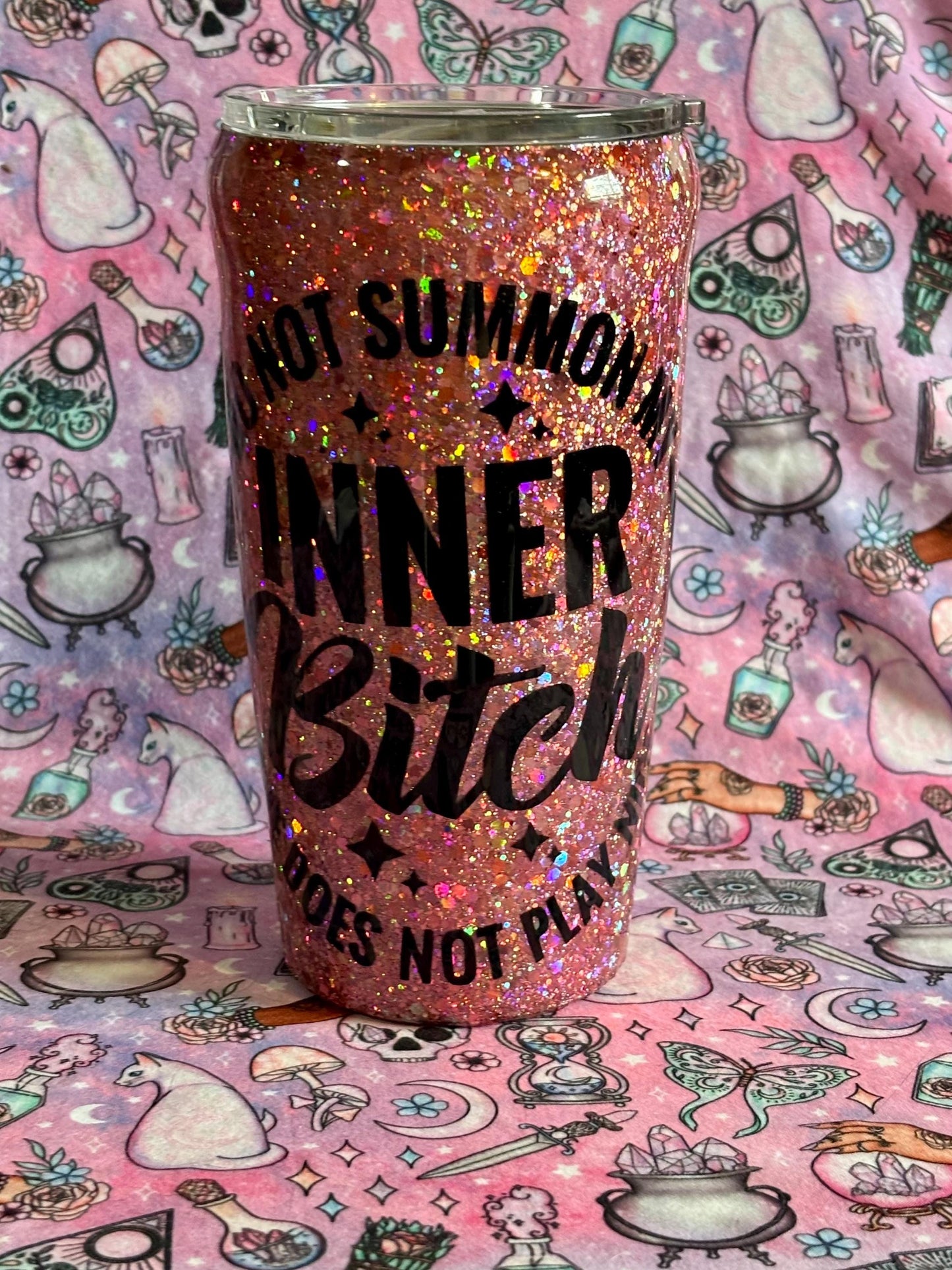 Do Not Summon My Inner Demon~ Glitter Epoxy Tumbler ~ Epoxy Tumbler ~ 20 oz. Tumbler ~ Custom Tumblers ~ Gifts~ Teacher Gift ~ Bridal Gifts