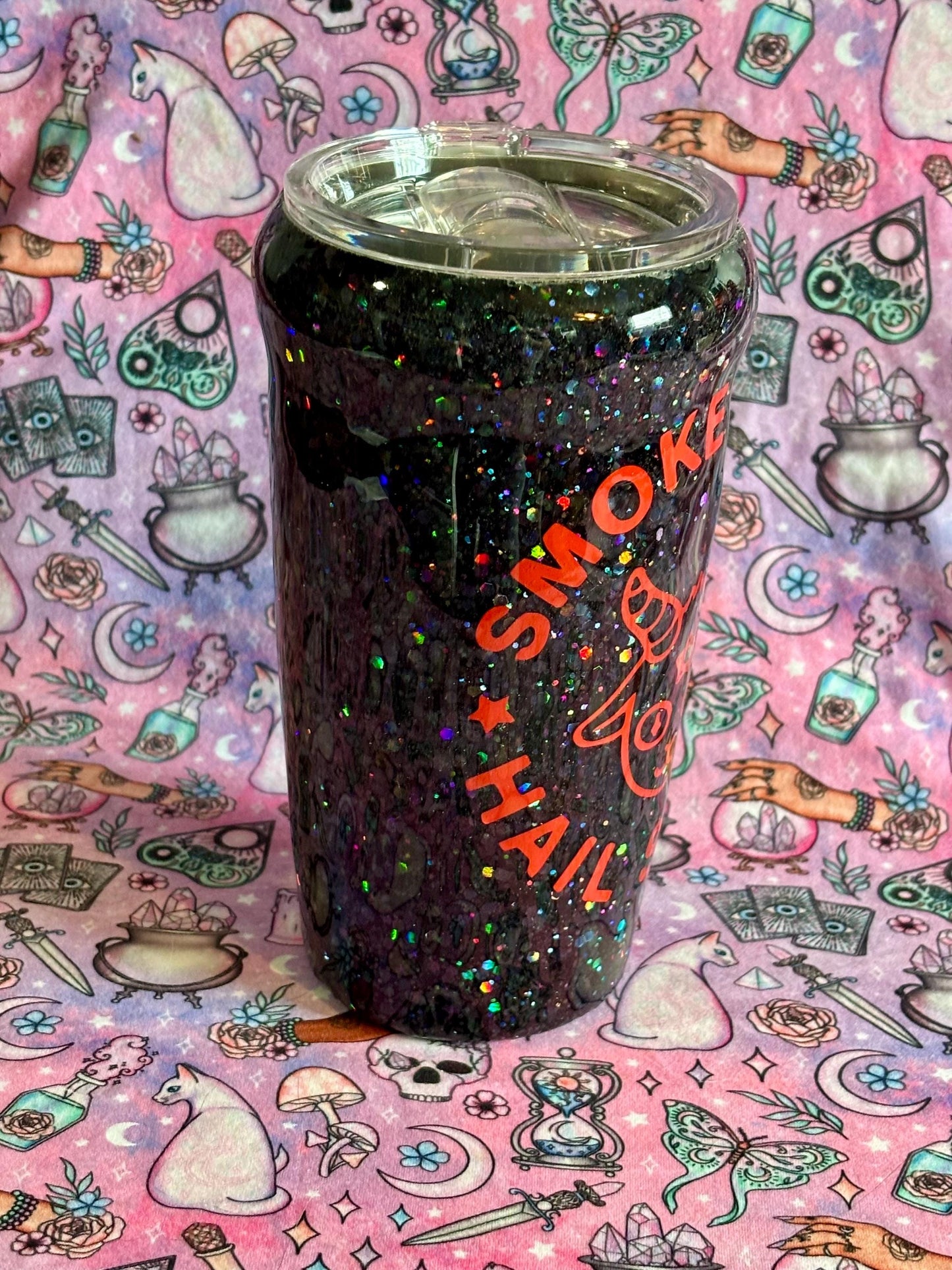 Smoke Herb Hail Satan ~ Glitter Epoxy Tumbler ~ Epoxy Tumbler ~ 20 oz. Tumbler ~ Custom Tumblers ~ Gifts~ Satanist Gift ~ Dark Gifts