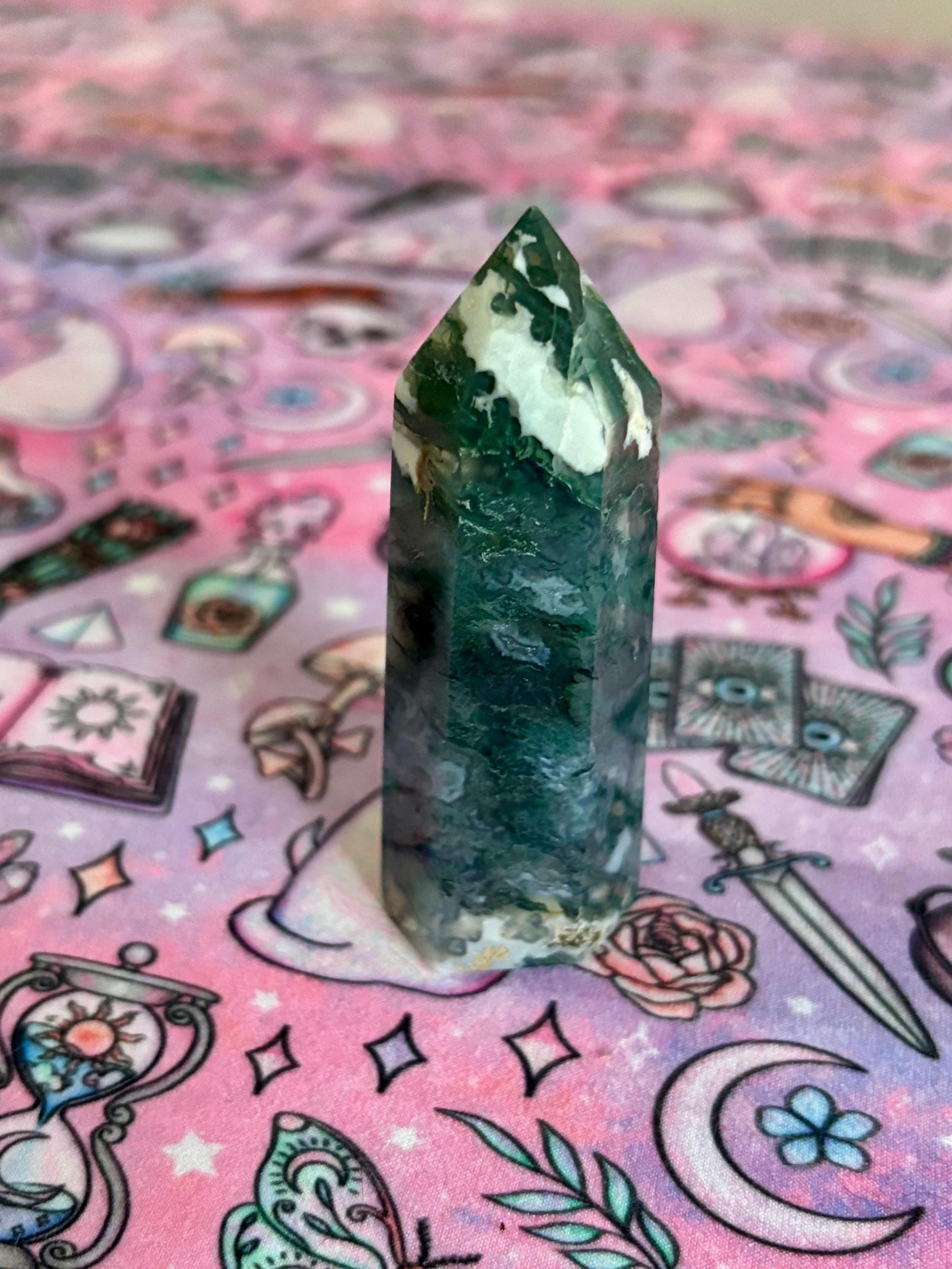 Moss Agate Tower* Crystals * Witchcraft * Wiccan * Pagan * Altar Decoration * Spiritual Gift * Witch
