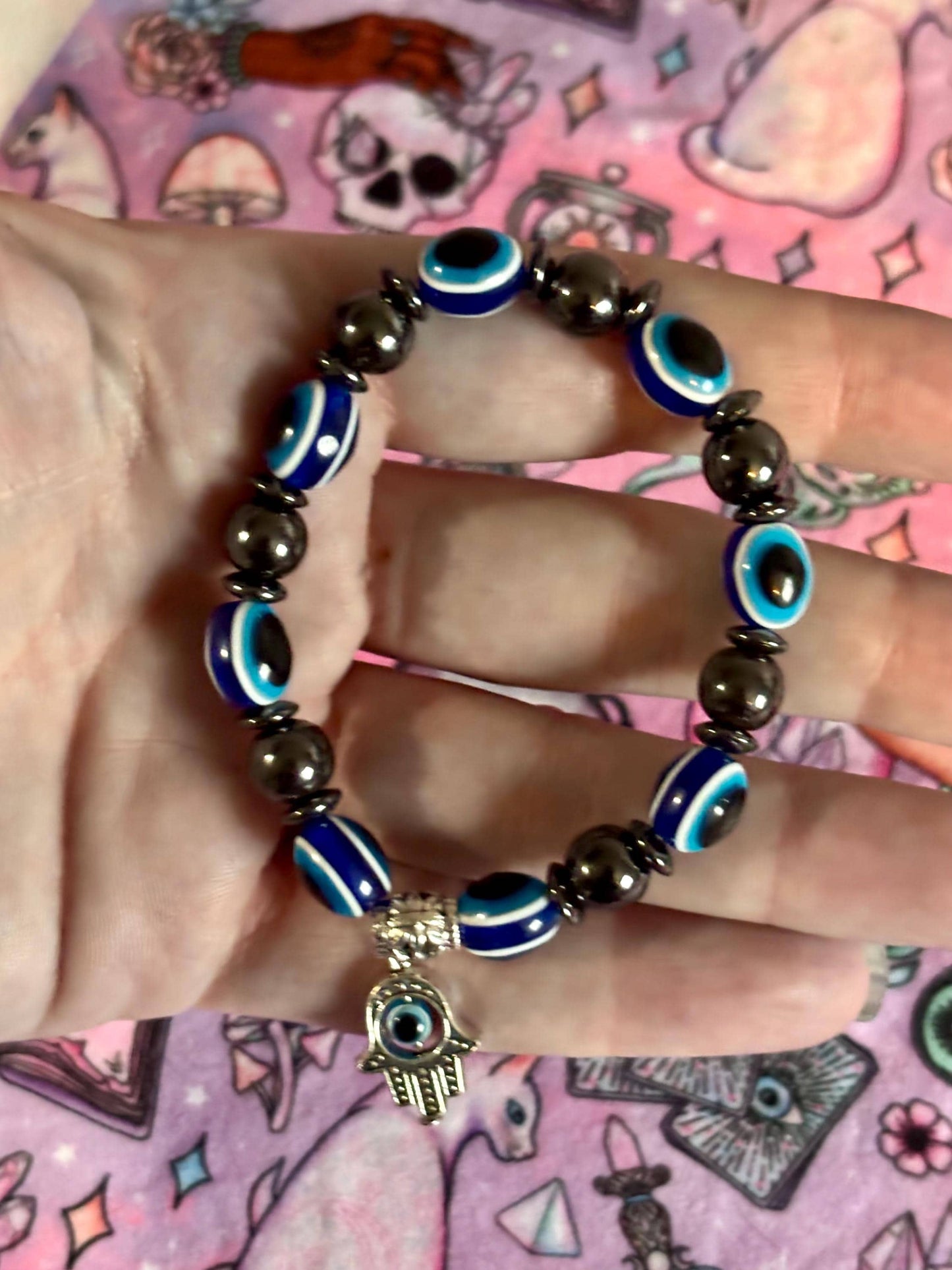 Protection Evil Eye Bracelet, Witchcraft Amulet, Unisex Stretch Band, Spiritual Bracelet, Lucky Charm, Protective Jewelry, Evil Eye Bracelet