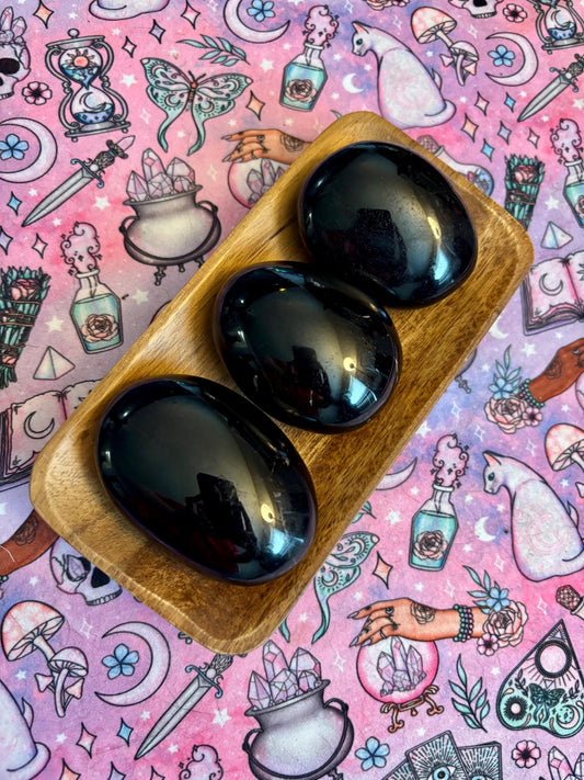 Black Tourmaline Palm Stone *  Black Tourmaline * Tumbled Stones * Crystals * Witchcraft * Tumbled Crystals * Wiccan * Pagan * Witch