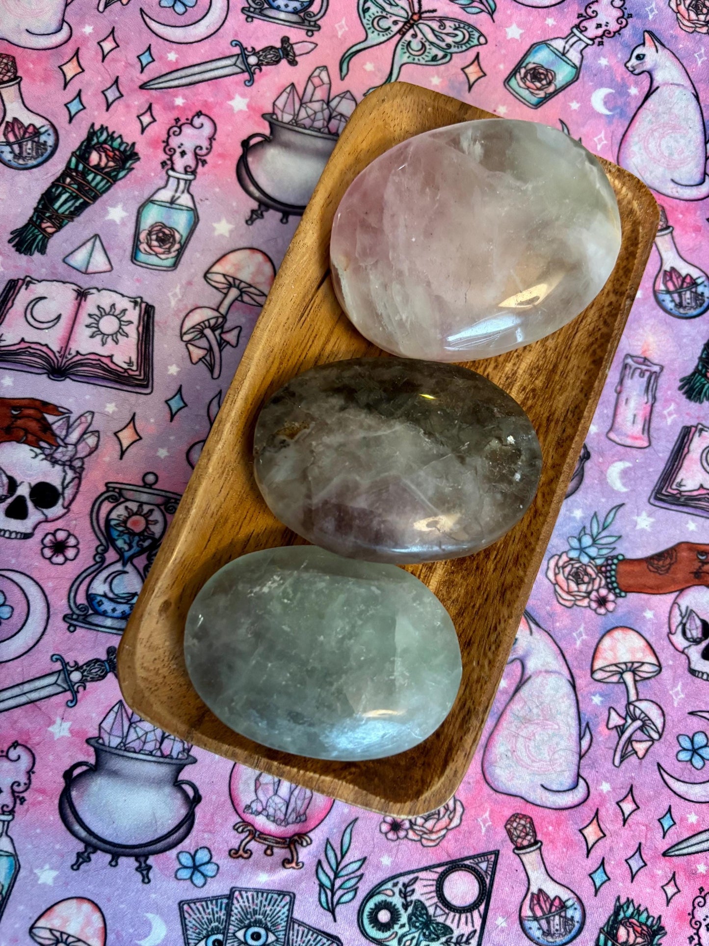 Rainbow Fluorite Palm Stone* Crystals * Witchcraft * Wiccan * Pagan * Altar Decoration * Spiritual Gift * Witch