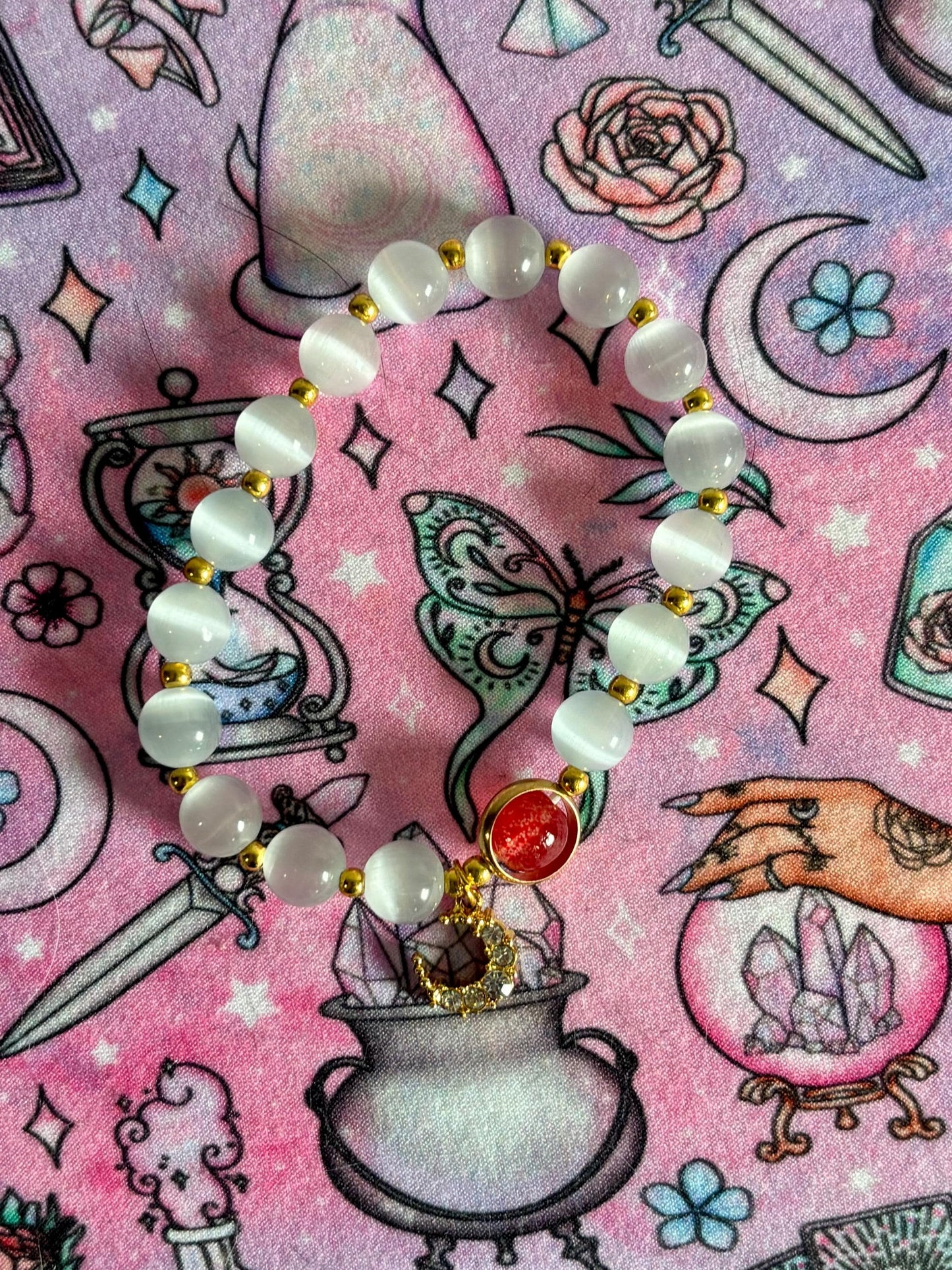 Fashion Beaded Bracelet, Stretch Bracelet, Crystals Bracelet, Charmed Bracelet, Boho Jewelry, Gift for Her