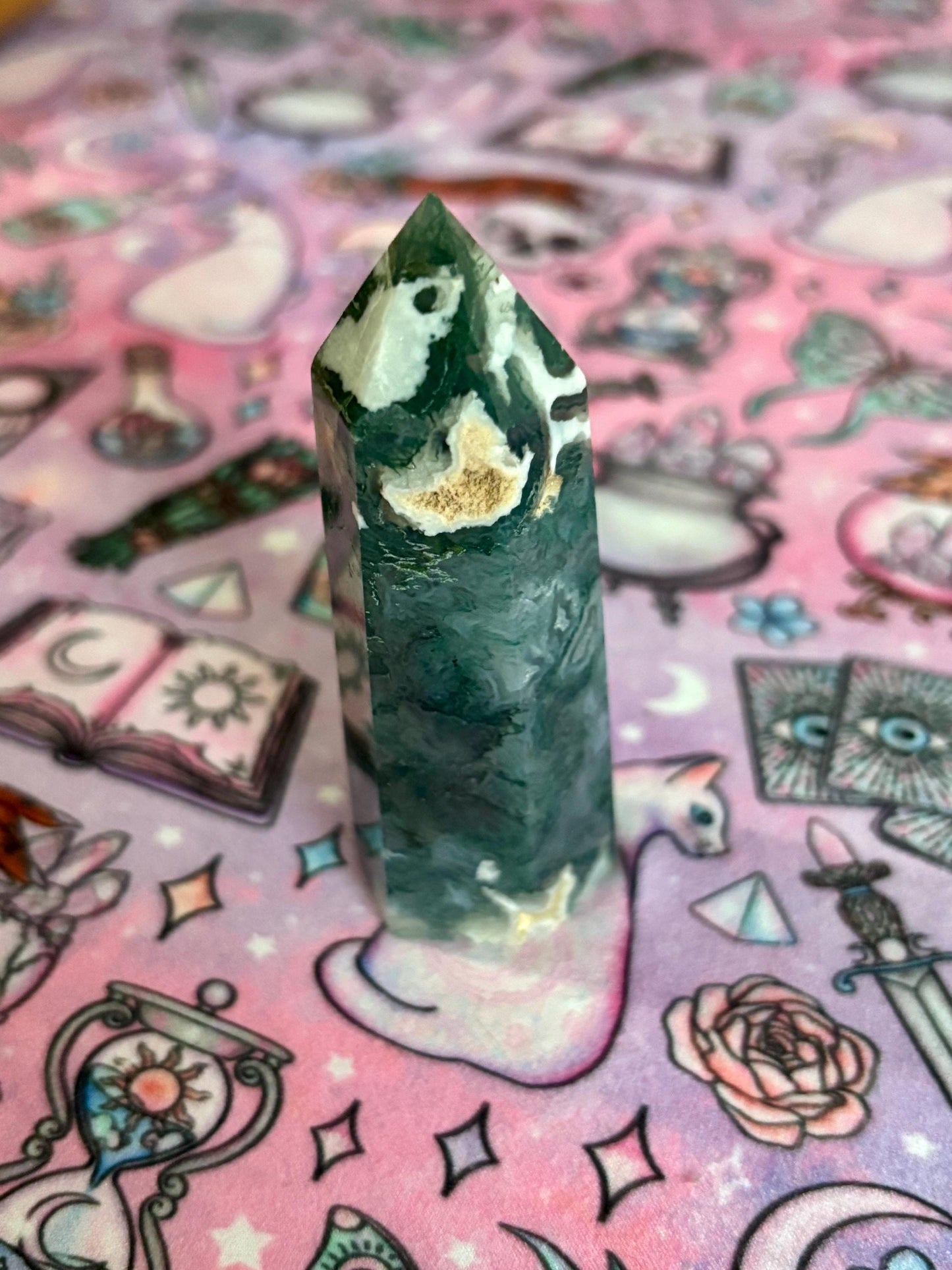 Moss Agate Tower* Crystals * Witchcraft * Wiccan * Pagan * Altar Decoration * Spiritual Gift * Witch