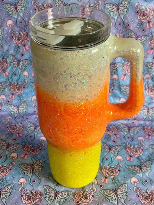 Candy Corn Tumbler ~ Glitter Epoxy Tumbler ~ Epoxy Tumbler  ~ 40 oz. Tumbler ~  Custom Tumblers ~ Gift Ideas ~ Teacher Gift ~ Bridal Gifts