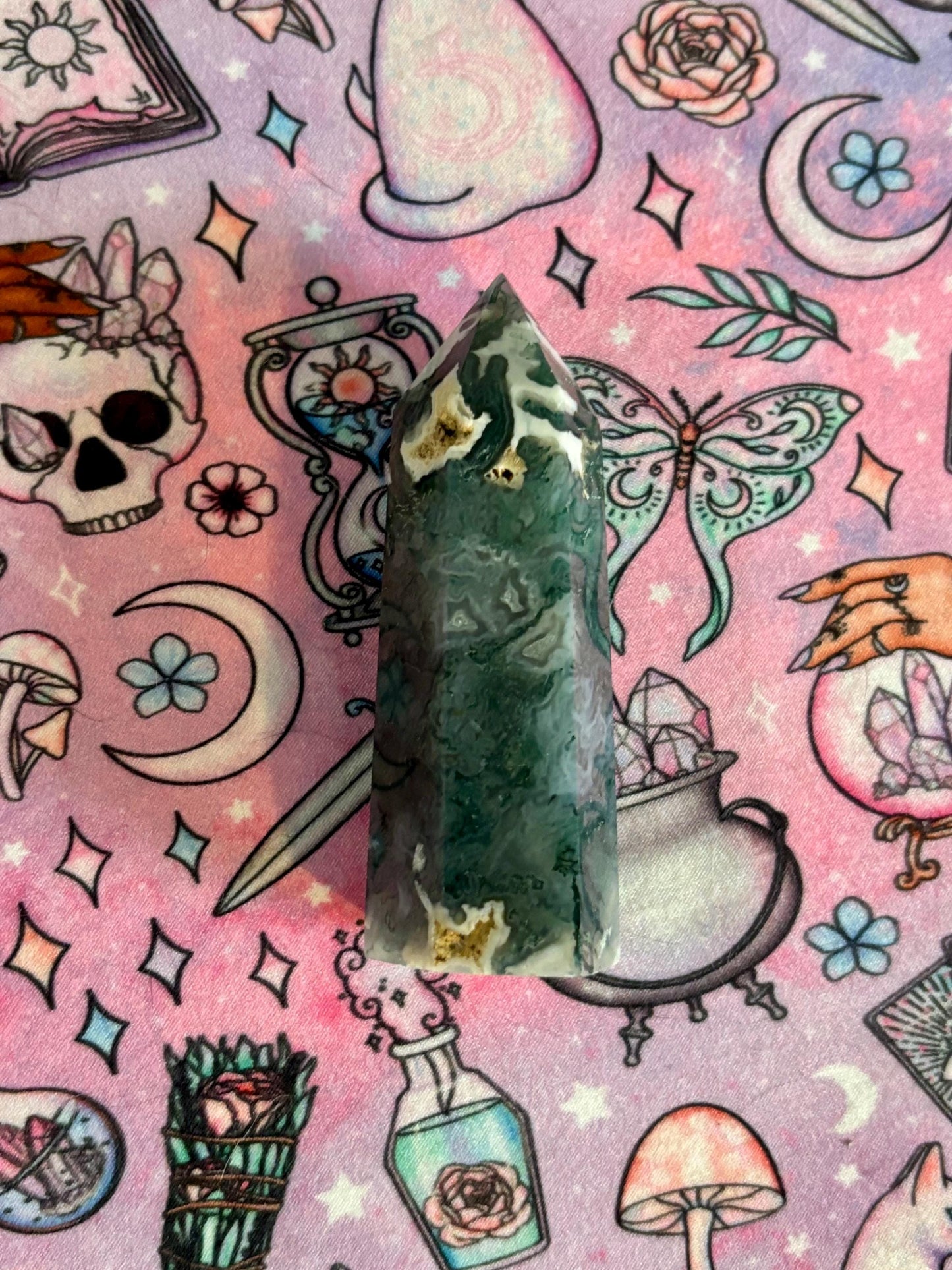 Moss Agate Tower* Crystals * Witchcraft * Wiccan * Pagan * Altar Decoration * Spiritual Gift * Witch