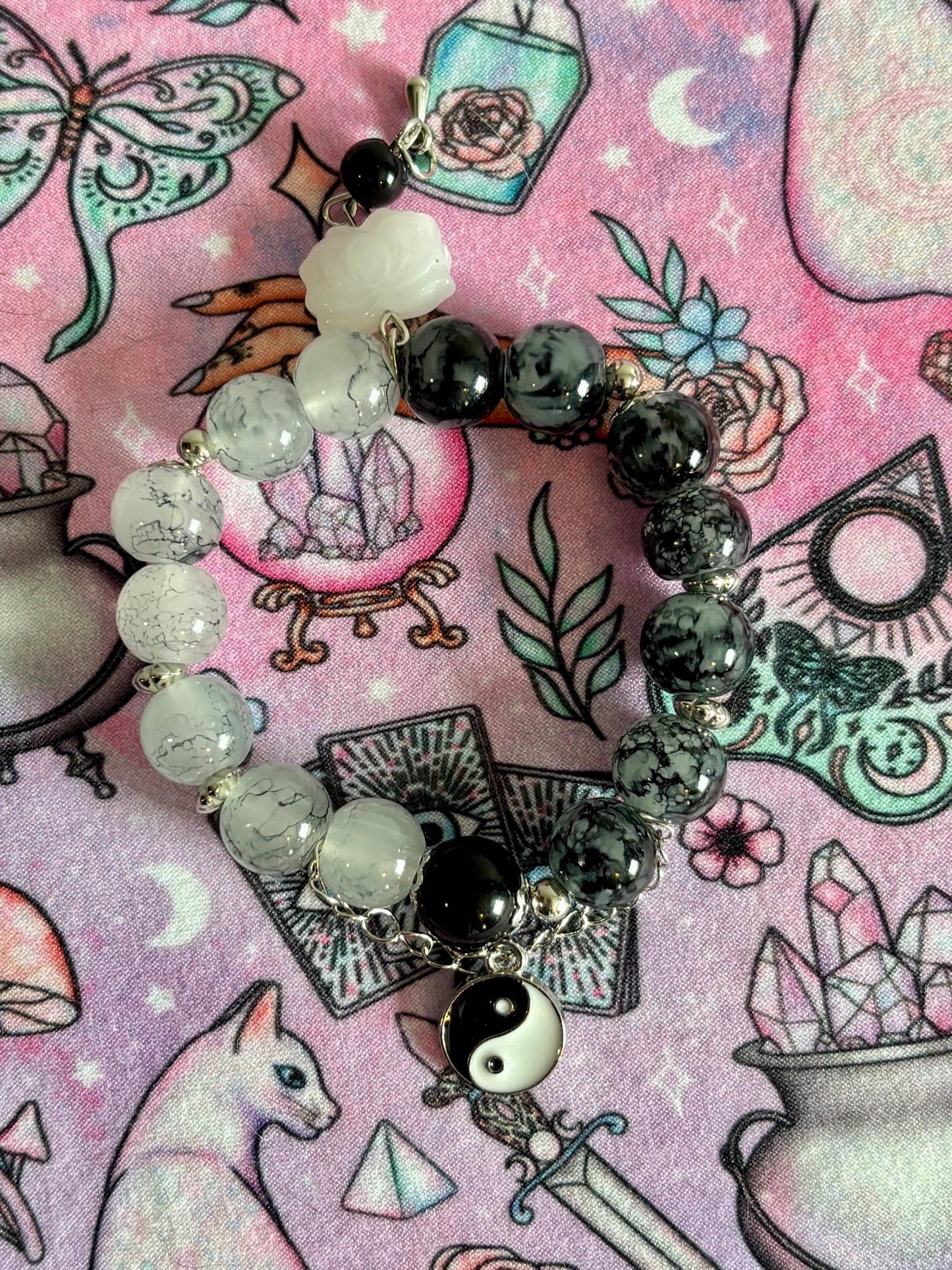 Fashion Beaded Bracelet, Stretch Bracelet, Crystals Bracelet, Charmed Bracelet, Boho Jewelry, Gift for Her