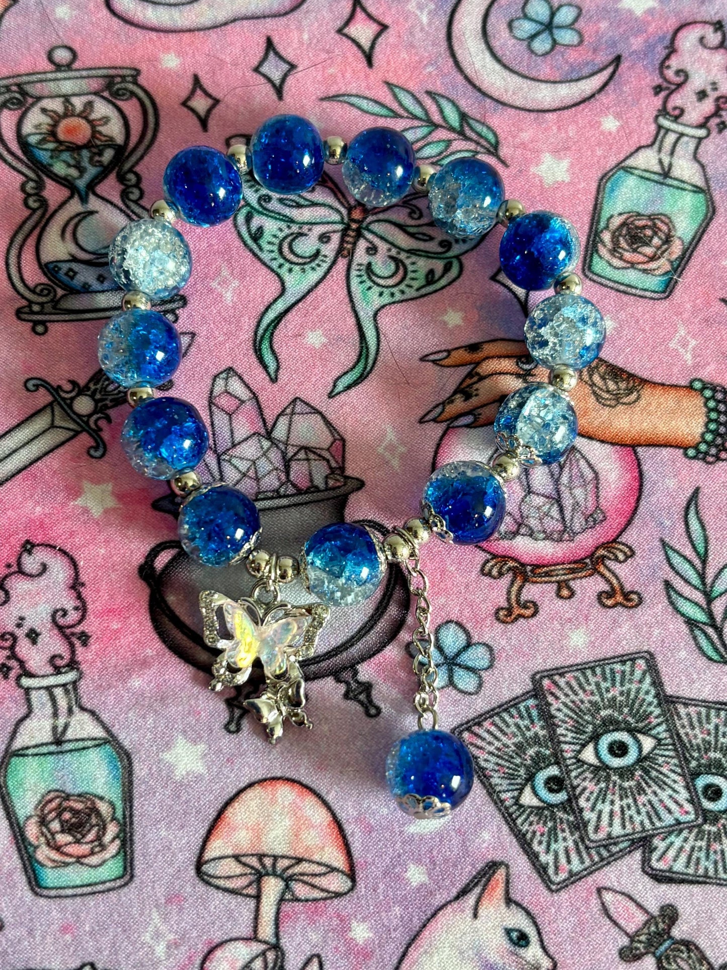 Fashion Beaded Bracelet, Stretch Bracelet, Crystals Bracelet, Charmed Bracelet, Boho Jewelry, Gift for Her