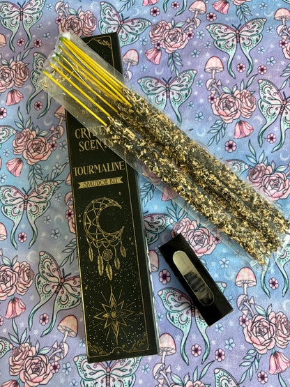 Black Tourmaline, Housewarming Witchcraft Crystal Smudge Kit, Cleansing Kit For Wiccans, Ritual Supplies, Perfect For Pagans, For Beginners,
