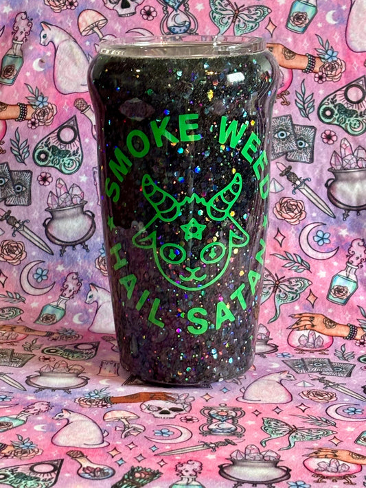 Smoke Herb Hail Satan ~ Glitter Epoxy Tumbler ~ Epoxy Tumbler  ~ 20 oz. Tumbler ~ Custom Tumblers ~ Gifts~ Satanist Gift ~ Dark Gifts