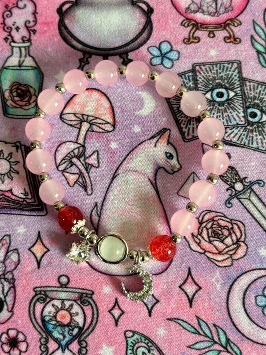 Fashion Beaded Bracelet, Stretch Bracelet, Crystals Bracelet, Charmed Bracelet, Boho Jewelry, Gift for Her