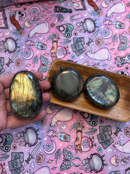 Labradorite Crystal Palm Stones * Crystal Palm Stone * Meditation Stone * Absorb Negativity * Intuition Stone * Palm Stone * Witchy * Pagan