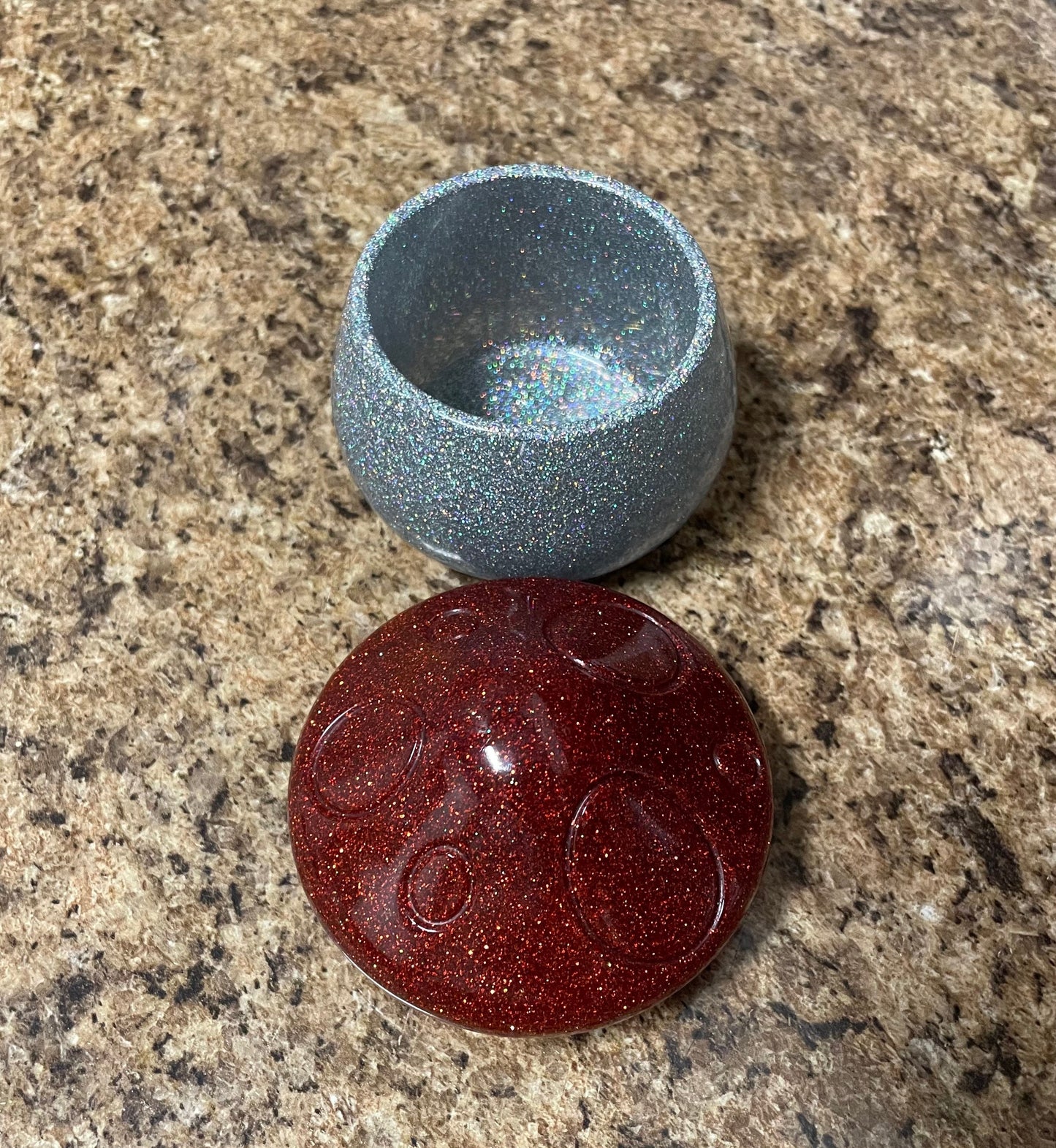 Handmade Glitter Mushroom Trinket Box ~ Jewelry Box ~ Household Decor