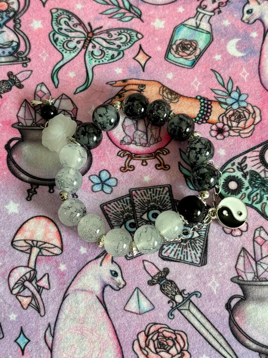 Fashion Beaded Bracelet, Stretch Bracelet, Crystals Bracelet, Charmed Bracelet, Boho Jewelry, Gift for Her