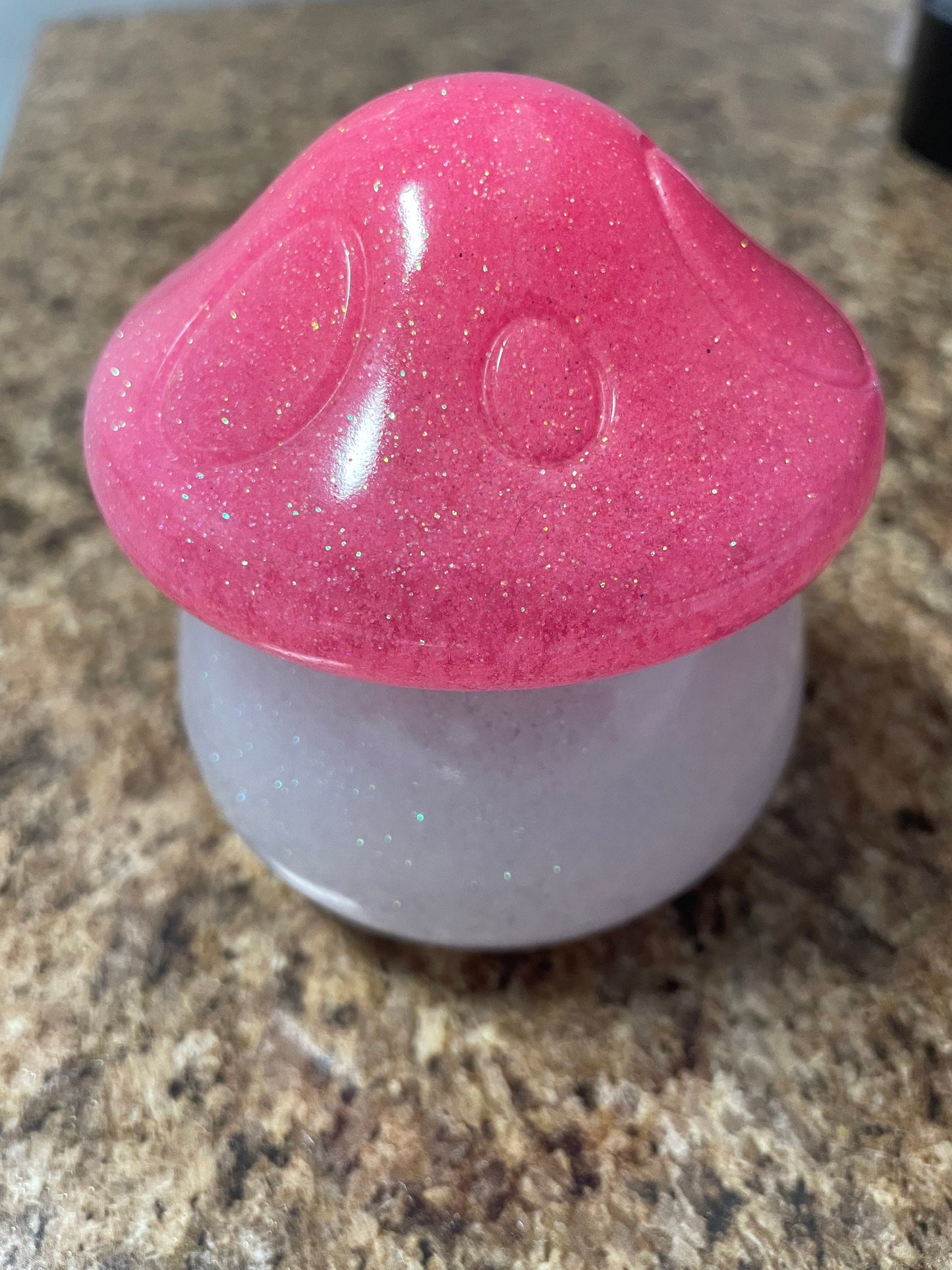 Handmade Glitter Mushroom Trinket Box ~ Jewelry Box ~ Household Decor
