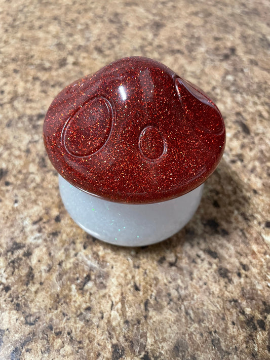 Handmade Glitter Mushroom Trinket Box ~ Jewelry Box ~ Household Decor