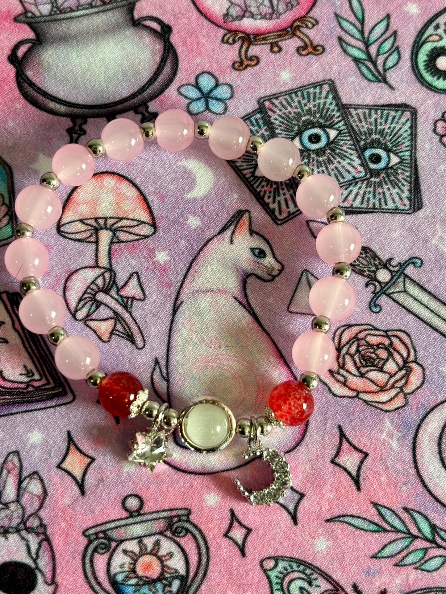 Fashion Beaded Bracelet, Stretch Bracelet, Crystals Bracelet, Charmed Bracelet, Boho Jewelry, Gift for Her