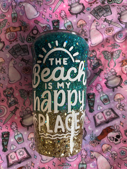 The Beach is my Happy Place ~ Glitter Epoxy Tumbler ~ Epoxy Tumbler  ~ 20 oz. Tumbler ~ Custom Tumblers ~ Gifts~ Teacher Gift ~ Bridal Gifts