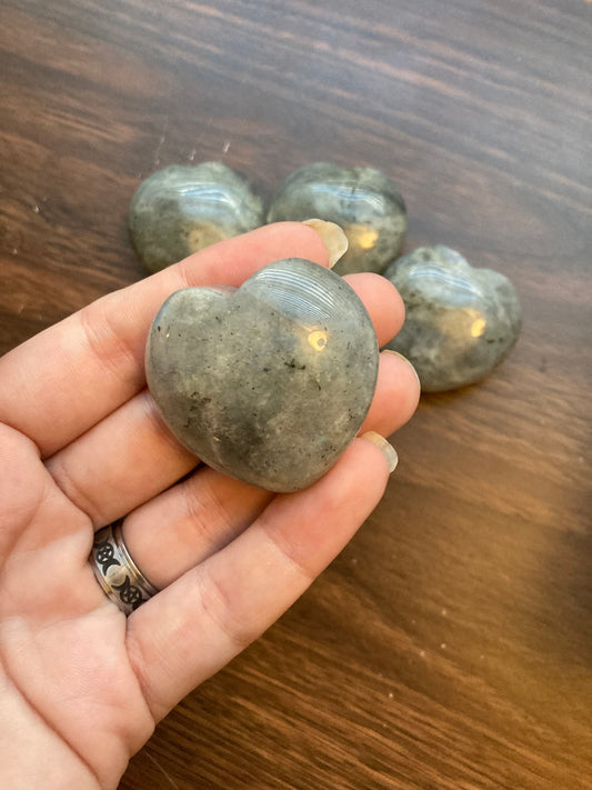 Puffy Labradorite Heart * Labradorite Heart * Labradorite* Witch Supplies * Crystals * Wiccan Crystals * Pagan Crystals * Puffy Heart