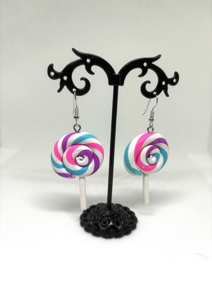 Candy Swirl Earrings * Candy Earrings * Lollipop  Earrings * Tarot Card Earrings * Rainbow Earrings * Dangle Earrings *Rainbow Swirl Earring