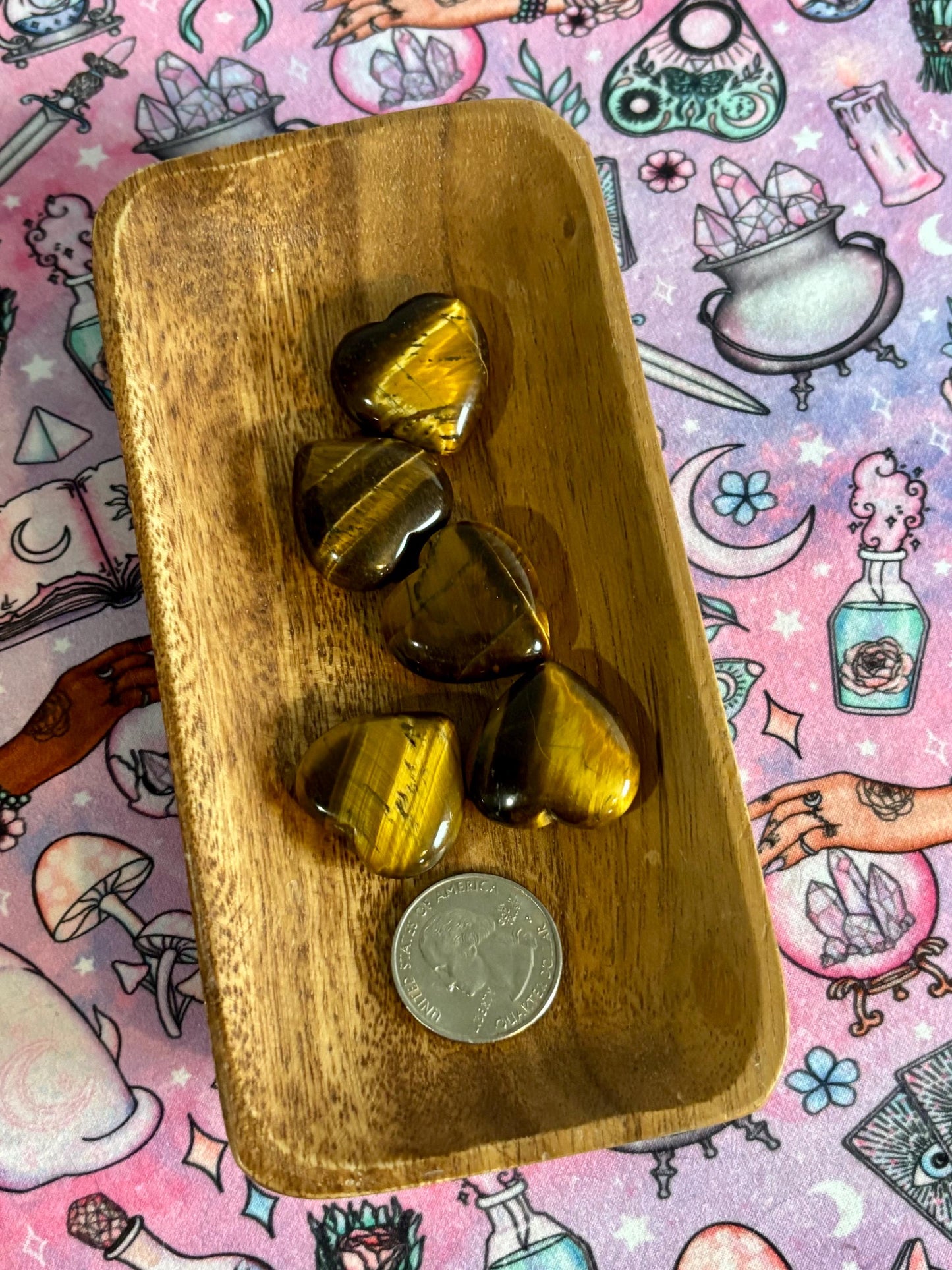 Tiger's Eye Heart * Tiger's Eye * Heart Crystals * Crystals * Witchcraft * Tumbled Crystals * Wiccan * Pagan * Witch