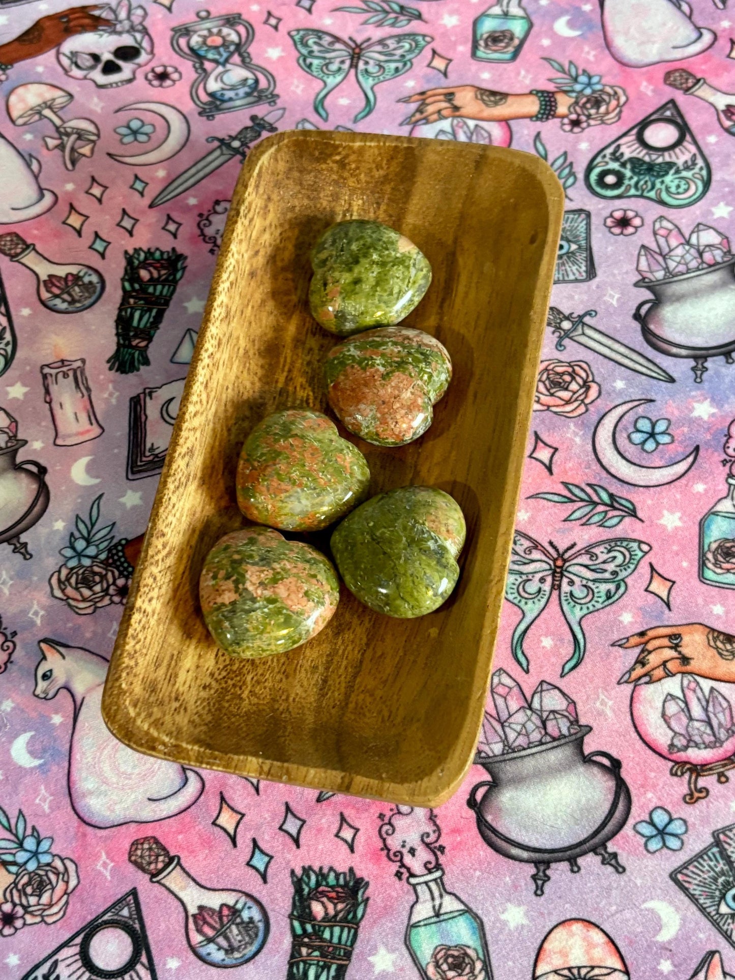 Unakite Heart  Palm Stone* Crystals * Witchcraft * Wiccan * Pagan * Altar Decoration * Spiritual Gift * Witch