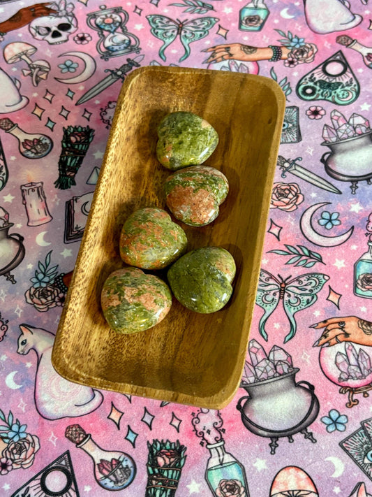 Unakite Heart  Palm Stone* Crystals * Witchcraft * Wiccan * Pagan * Altar Decoration * Spiritual Gift * Witch