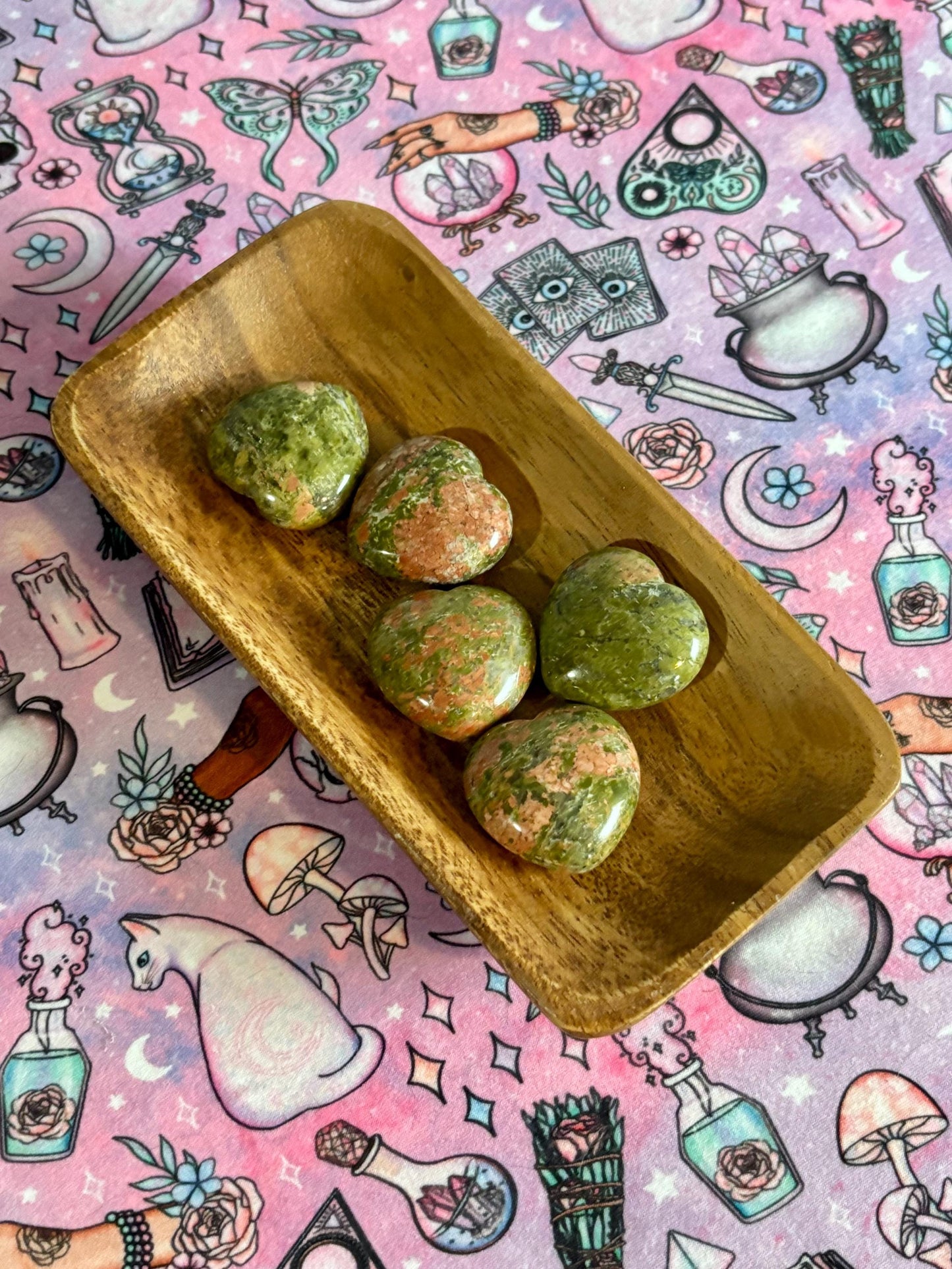Unakite Heart  Palm Stone* Crystals * Witchcraft * Wiccan * Pagan * Altar Decoration * Spiritual Gift * Witch