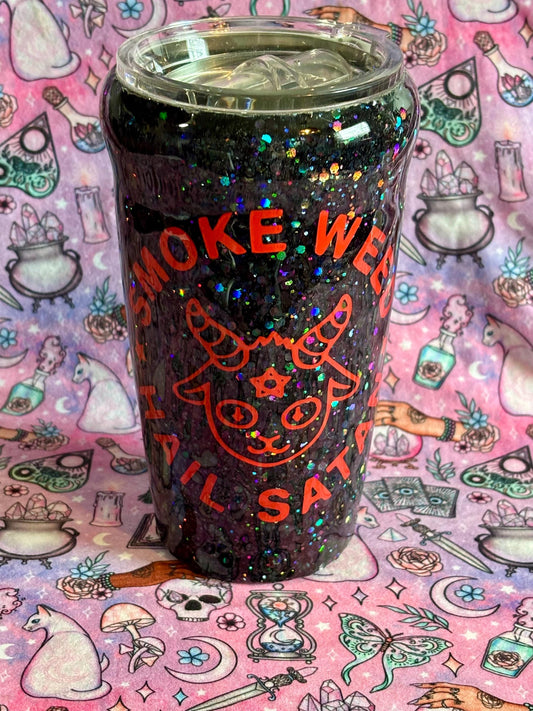 Smoke Herb Hail Satan ~ Glitter Epoxy Tumbler ~ Epoxy Tumbler  ~ 20 oz. Tumbler ~ Custom Tumblers ~ Gifts~ Satanist Gift ~ Dark Gifts