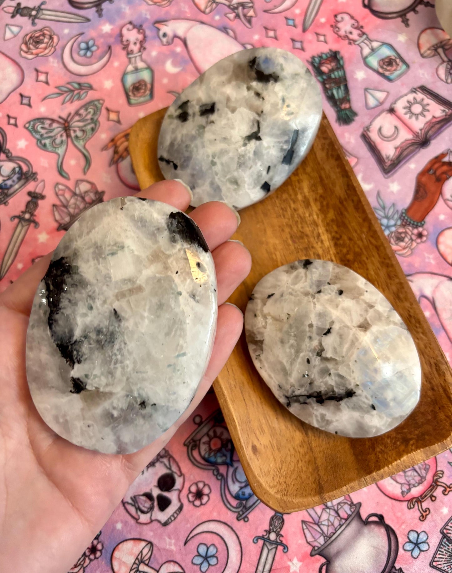 Rainbow Moonstone Palm Stone* Crystals * Witchcraft * Wiccan * Pagan * Altar Decoration * Spiritual Gift * Witch