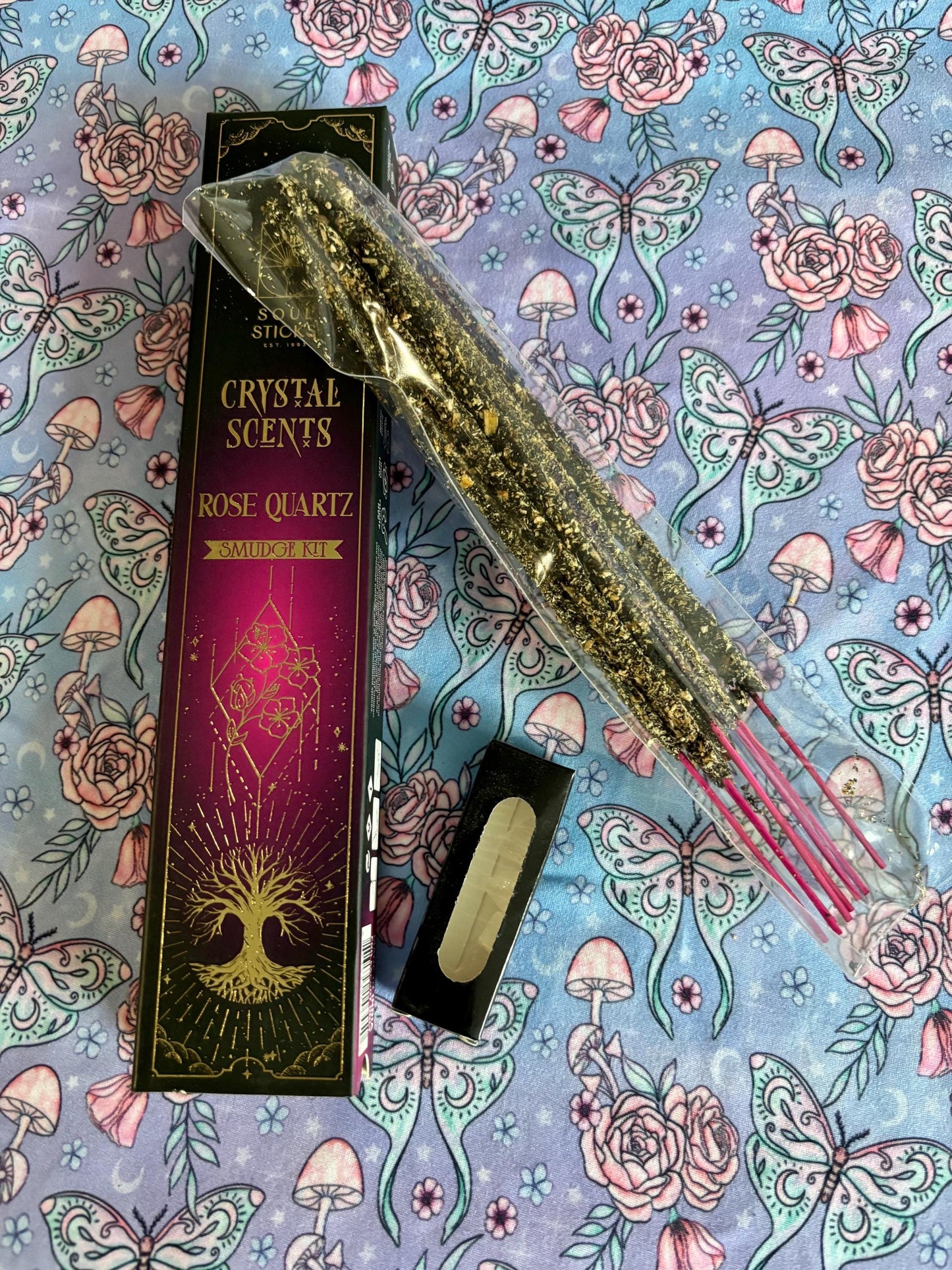 Rose Quartz, Housewarming Witchcraft Crystal Smudge Kit, Cleansing Kit For Wiccans, Ritual Supplies, Perfect For Pagans, For Beginners, Kit
