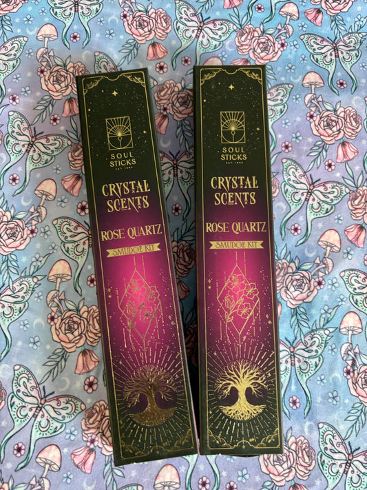 Rose Quartz, Housewarming Witchcraft Crystal Smudge Kit, Cleansing Kit For Wiccans, Ritual Supplies, Perfect For Pagans, For Beginners, Kit